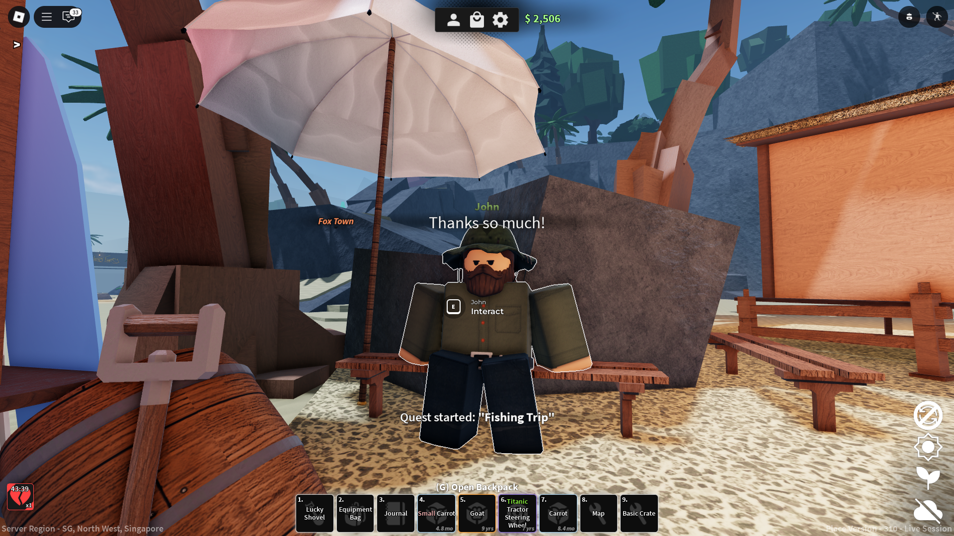 Fishing Trip quest in Dig (Image via Roblox)