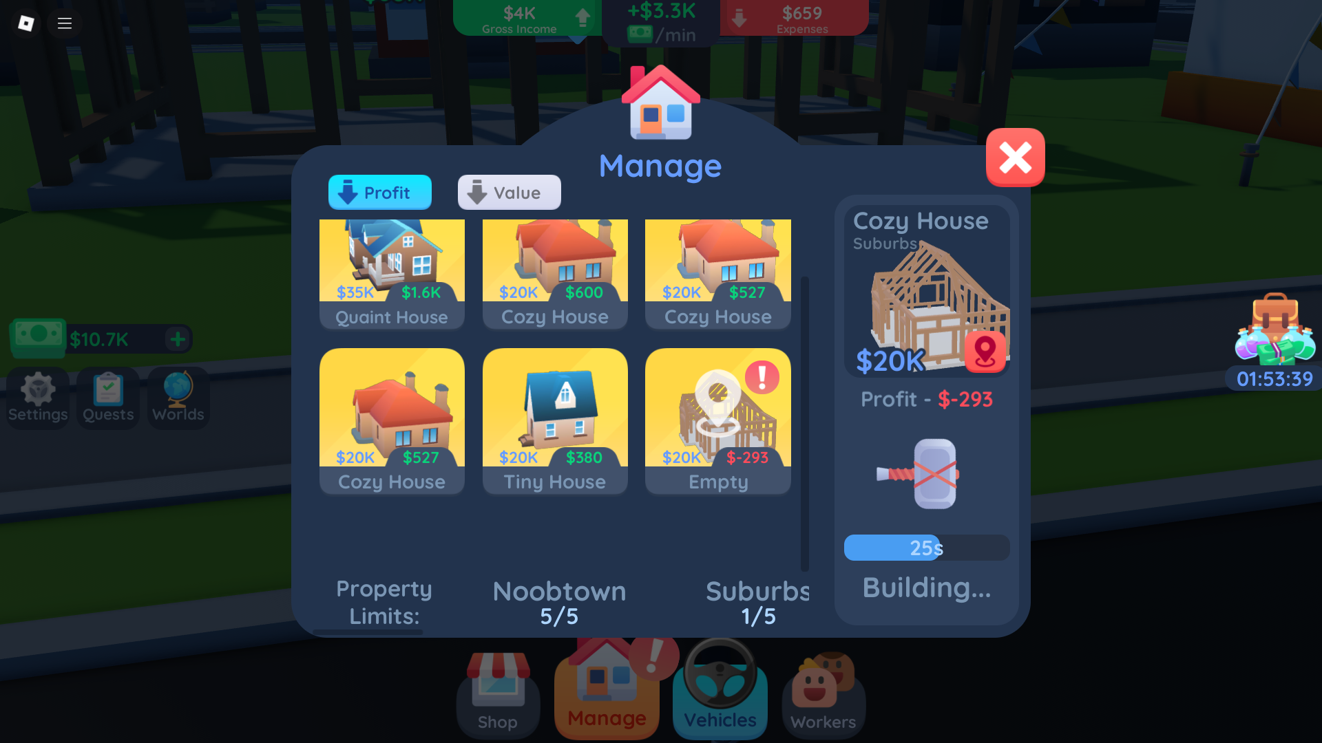 Managing properties (Image via Roblox)