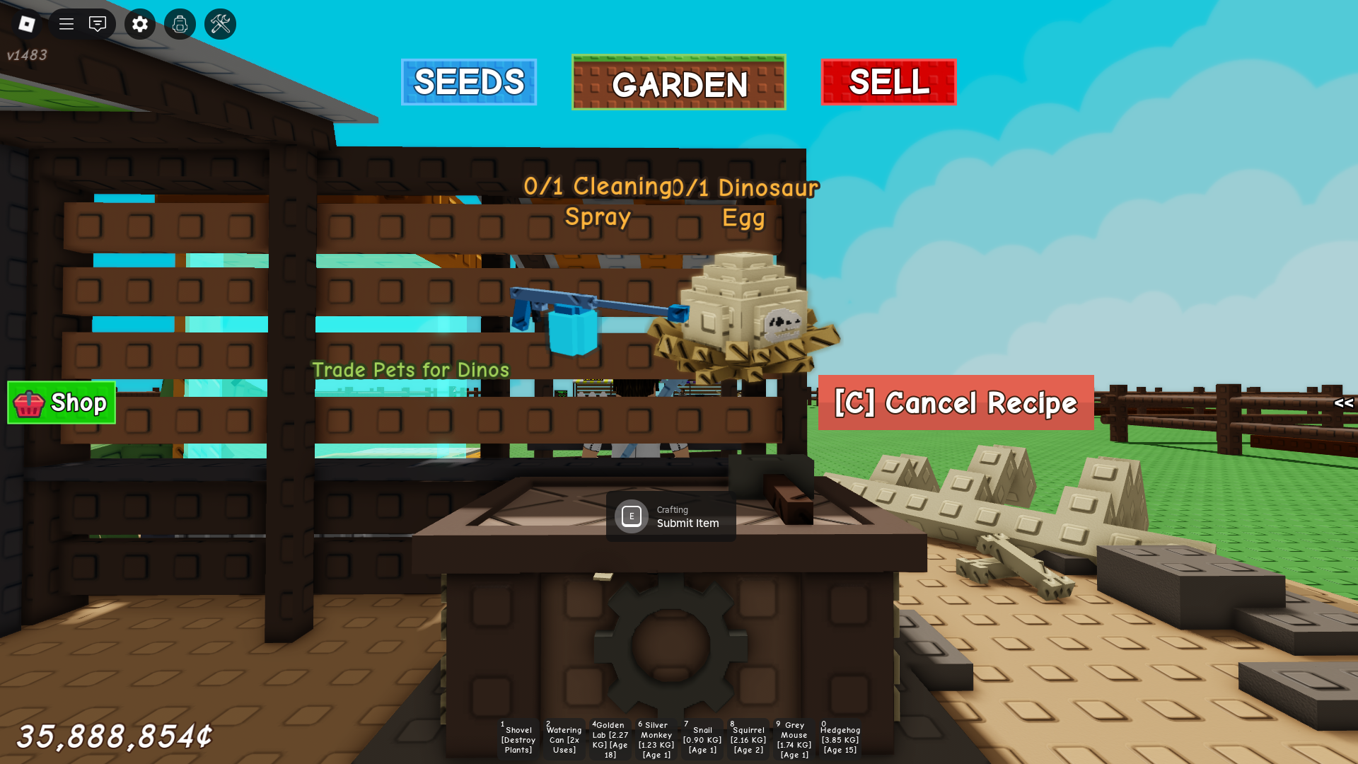 Crafting Amber Mutation Spray (Image via Roblox)