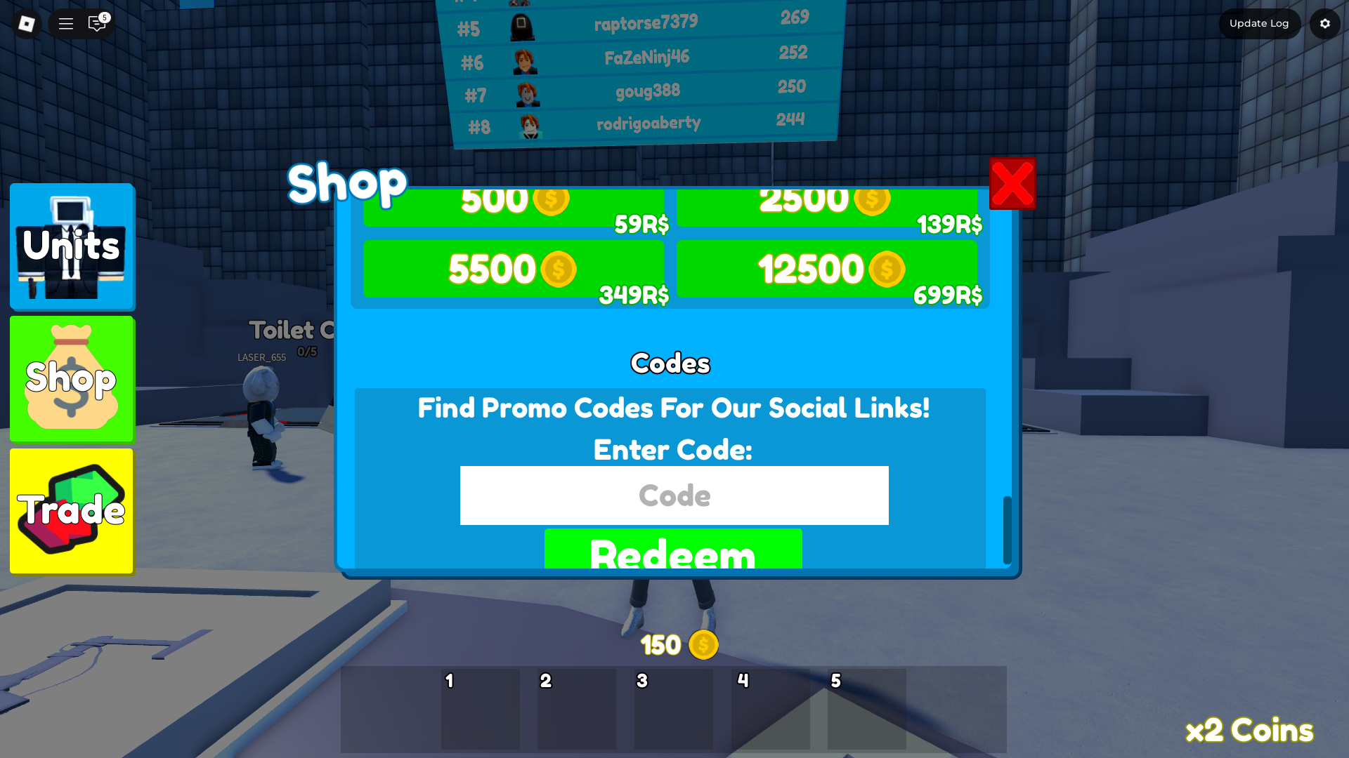 Redeeming codes (Image via Roblox)