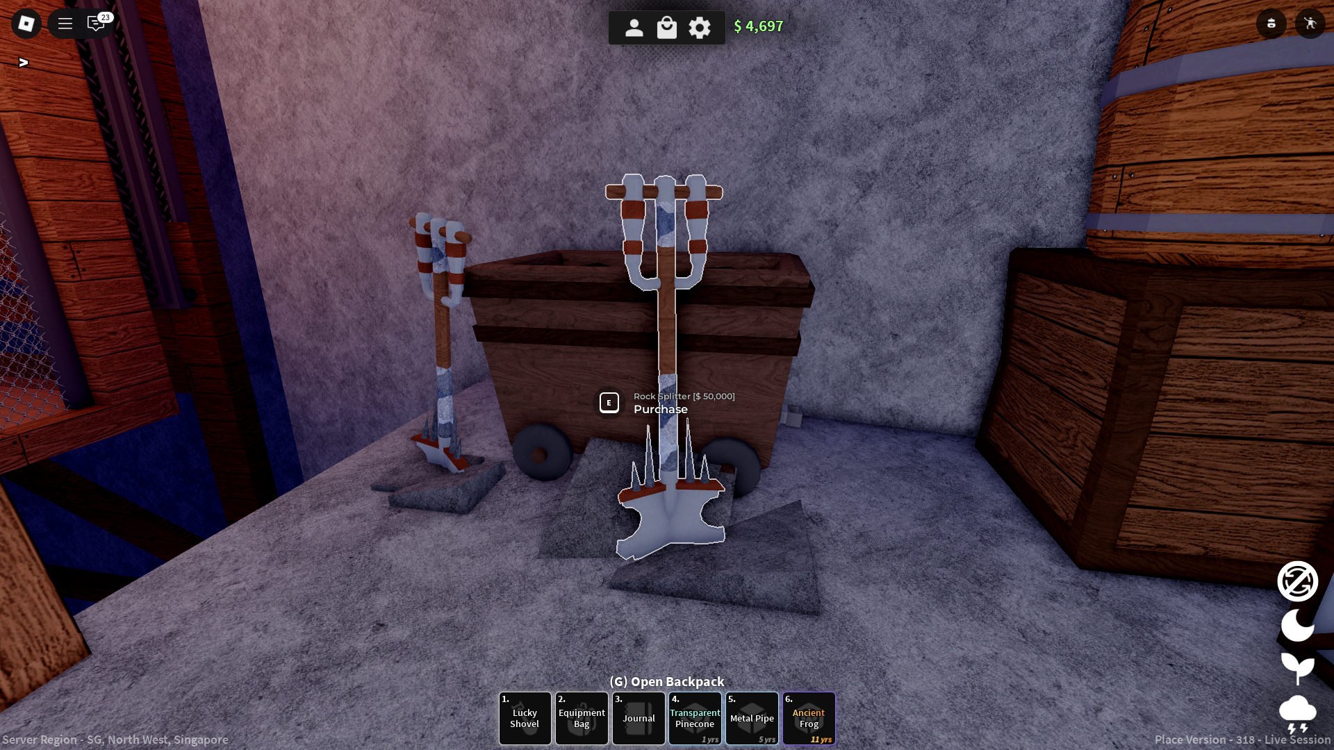 Rock Splitter Shovel in Dig (Image via Roblox)