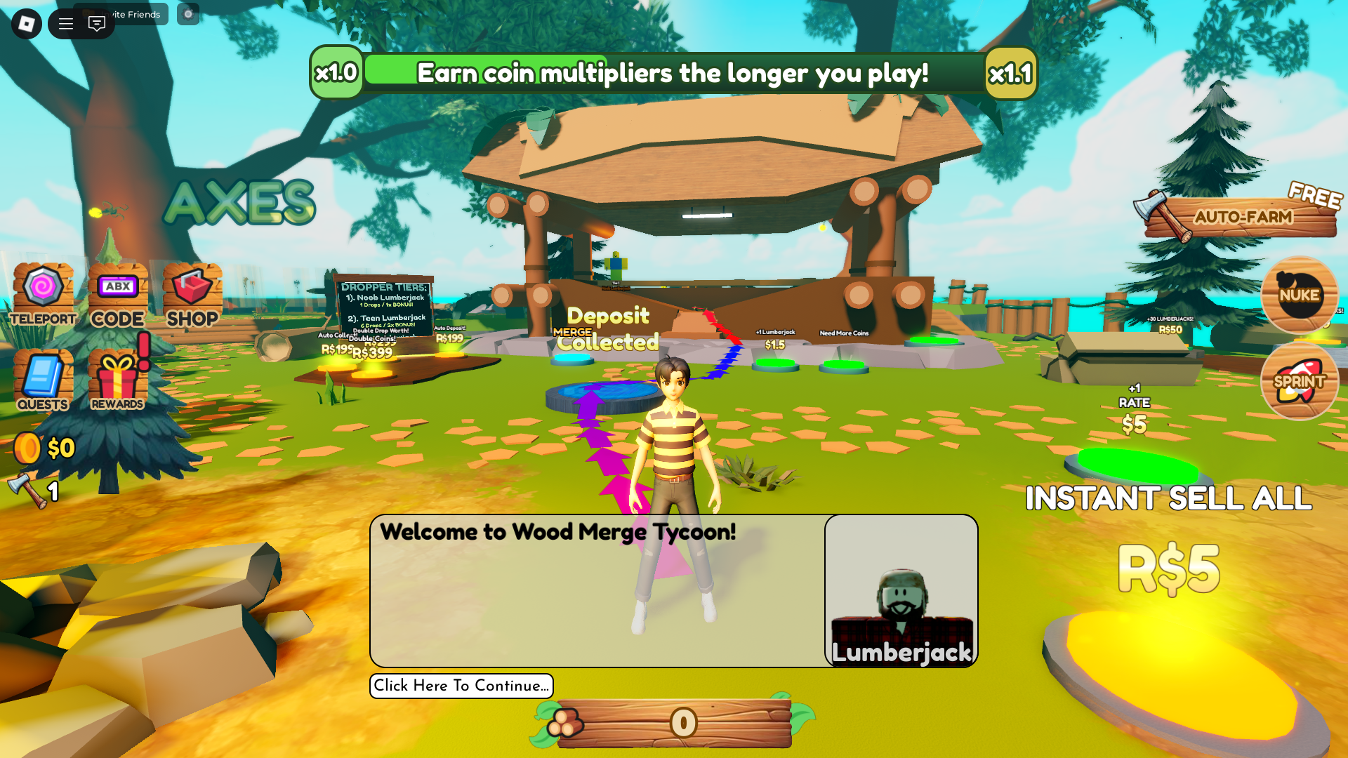 Lumberjack Merge Tycoon (Image via Roblox)