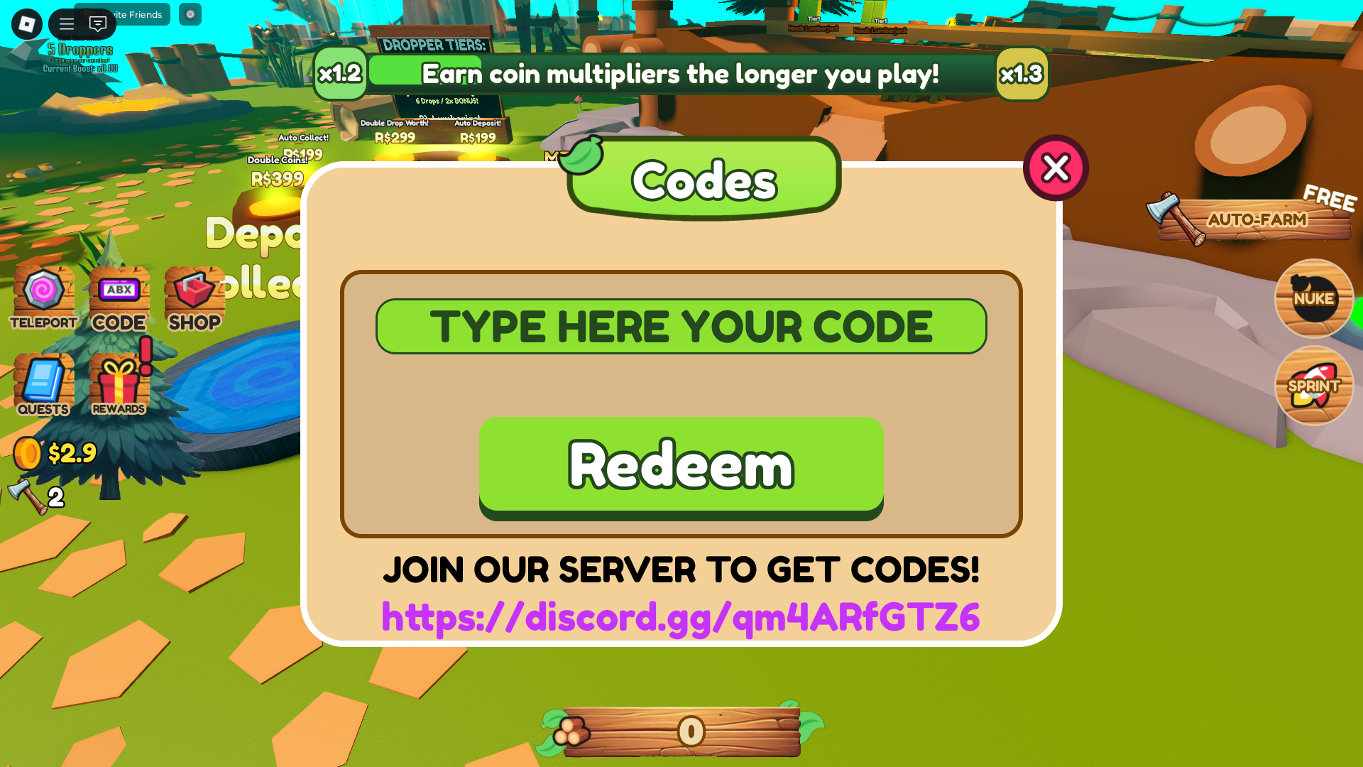 Redeeming codes (Image via Roblox)