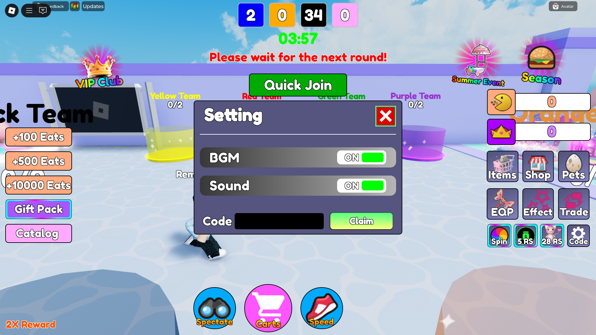 Redeem codes (Image via Roblox)