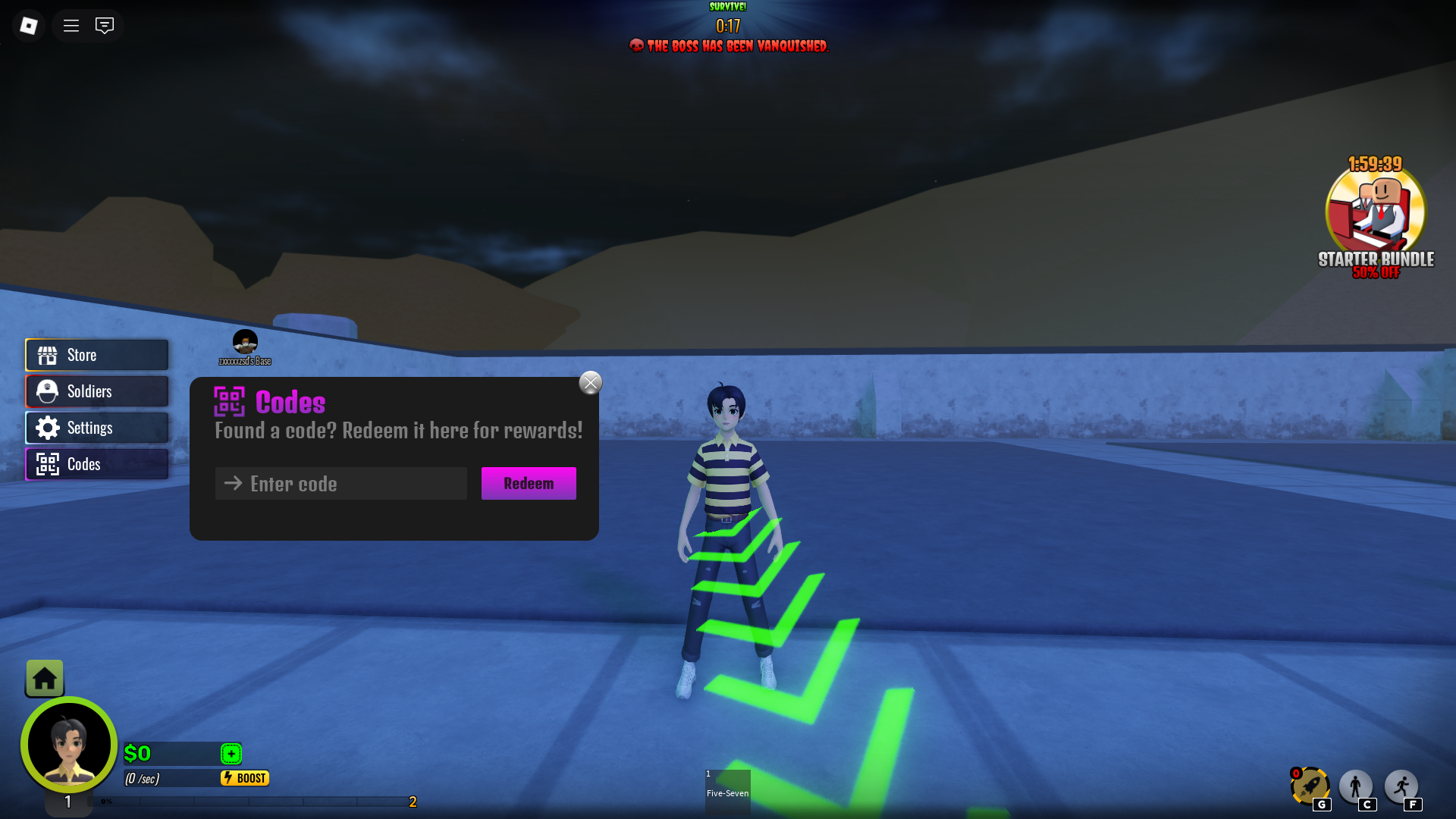 Redeeming codes (Image via Roblox)