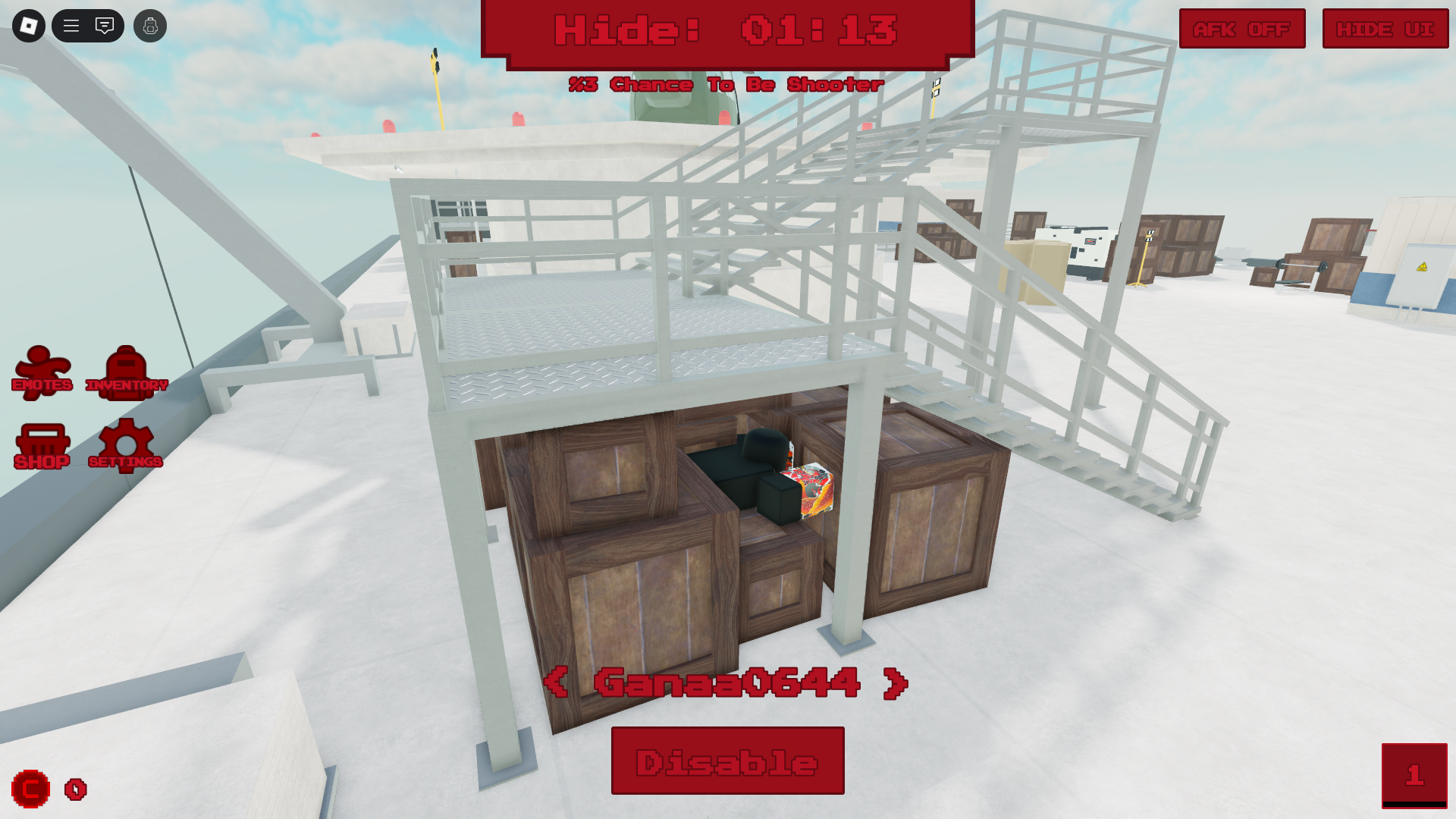 Hiding from seekers (Image via Roblox)