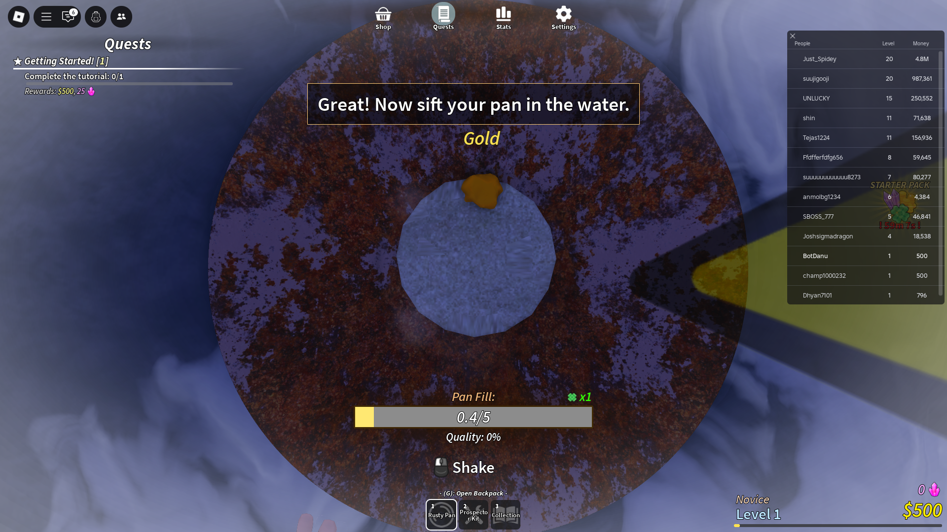 Prospecting (Image via Roblox)
