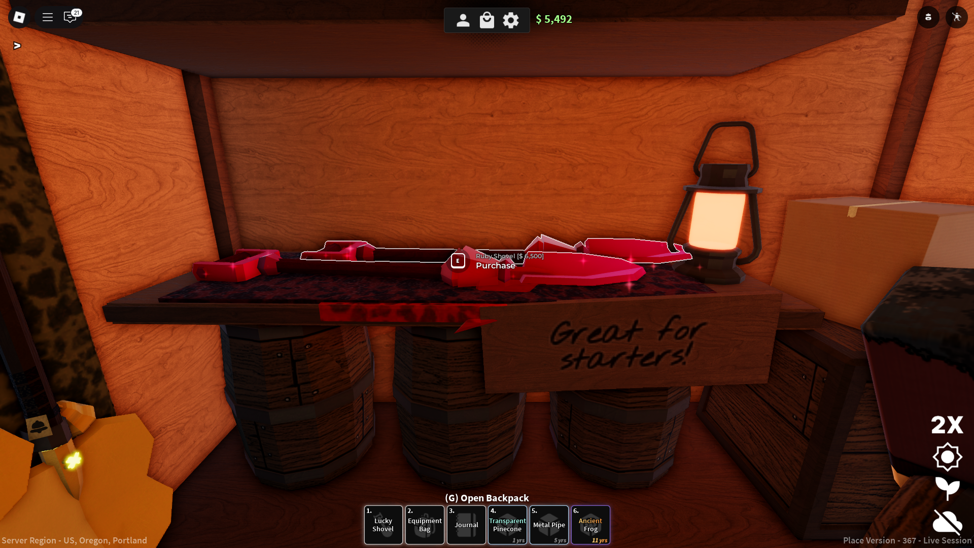Ruby Shovel in Dig (Image via Roblox)