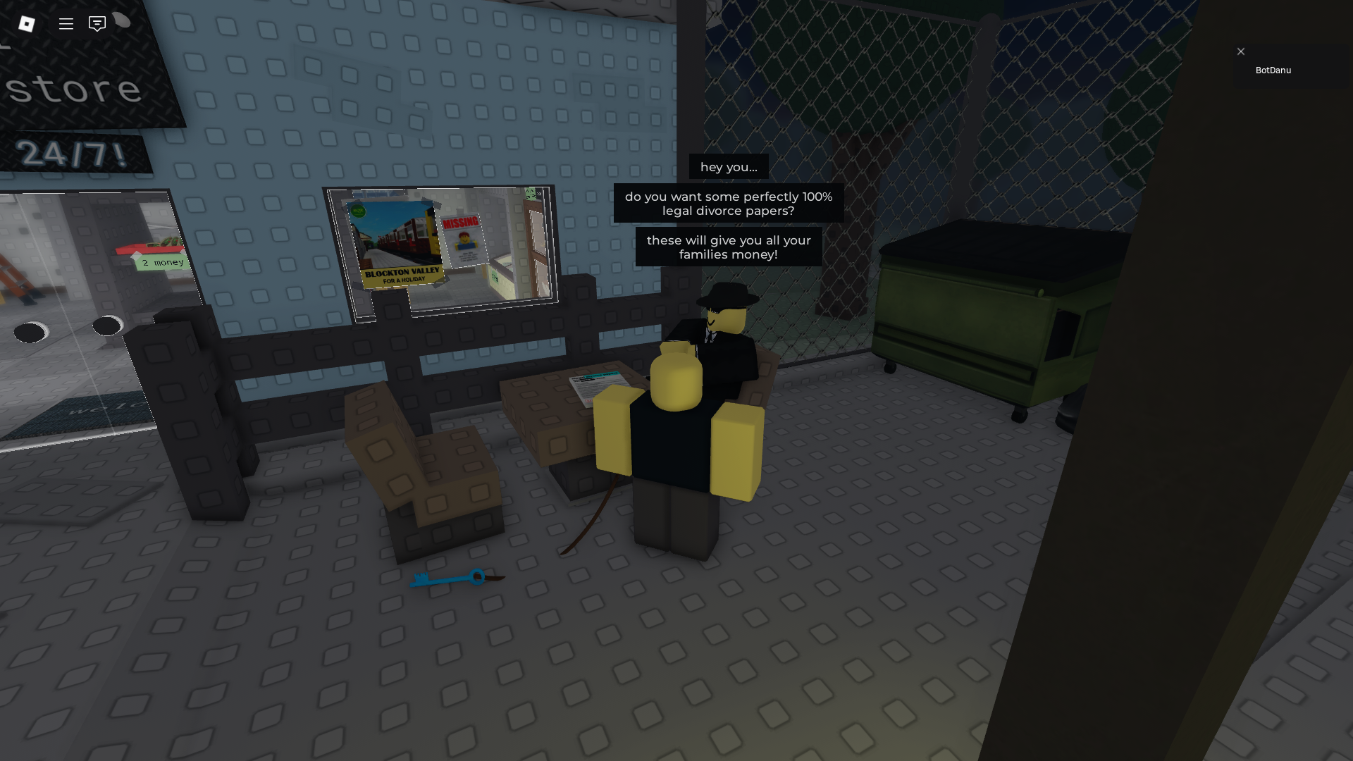 Stranger asking for code (Image via Roblox)