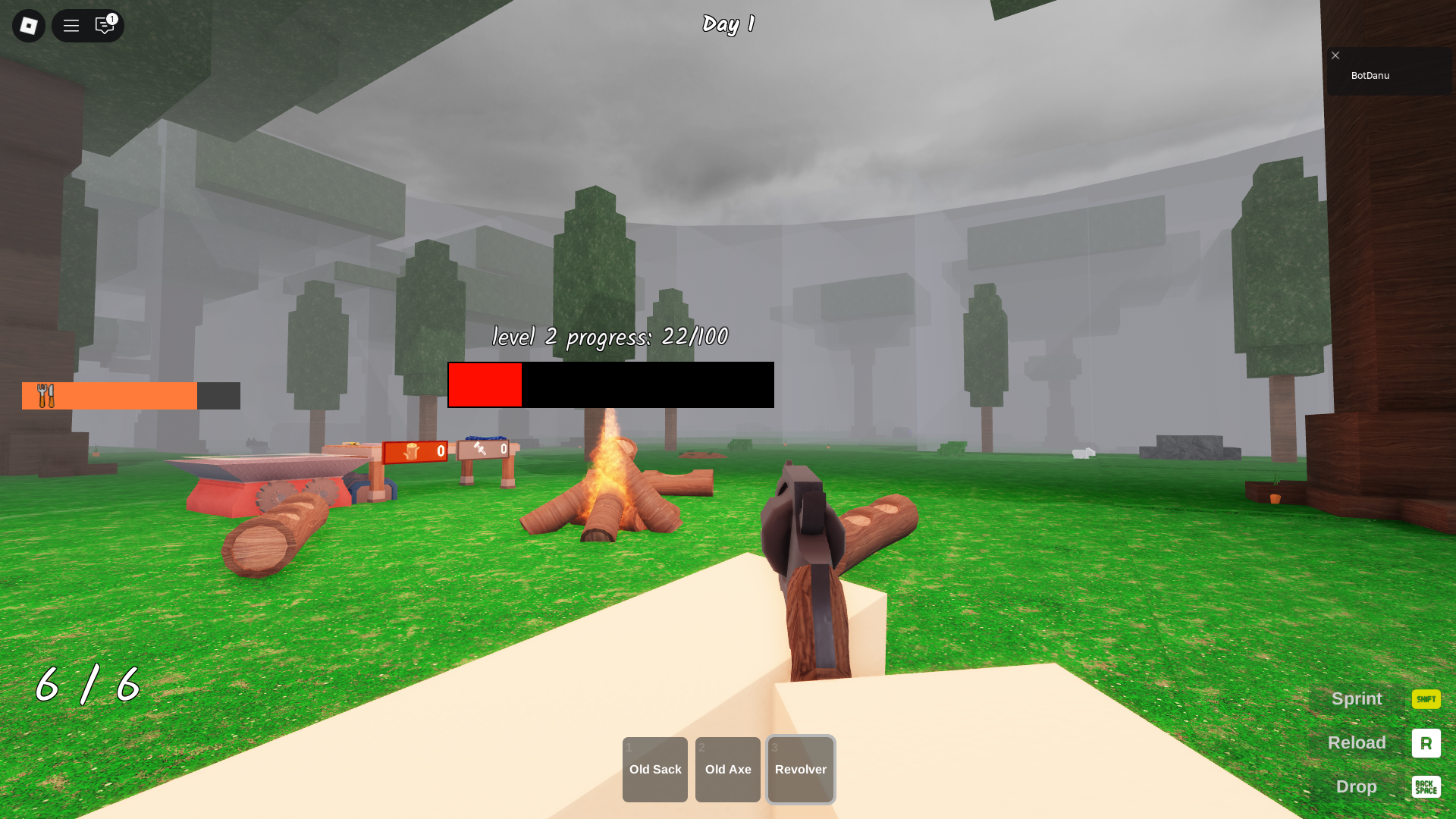 Weapons in 99 Nights in the Forest (Image via Roblox)