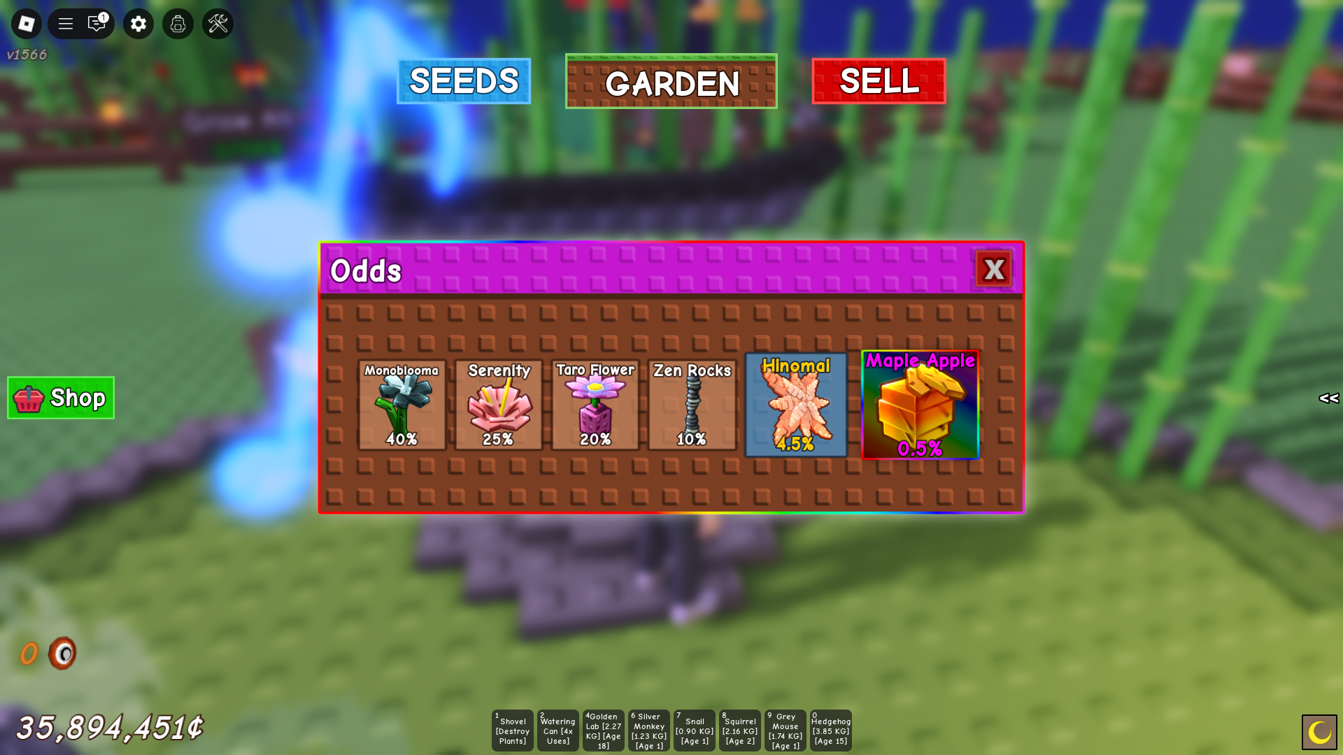 Zen Seed Pack Odds (Image via Roblox)