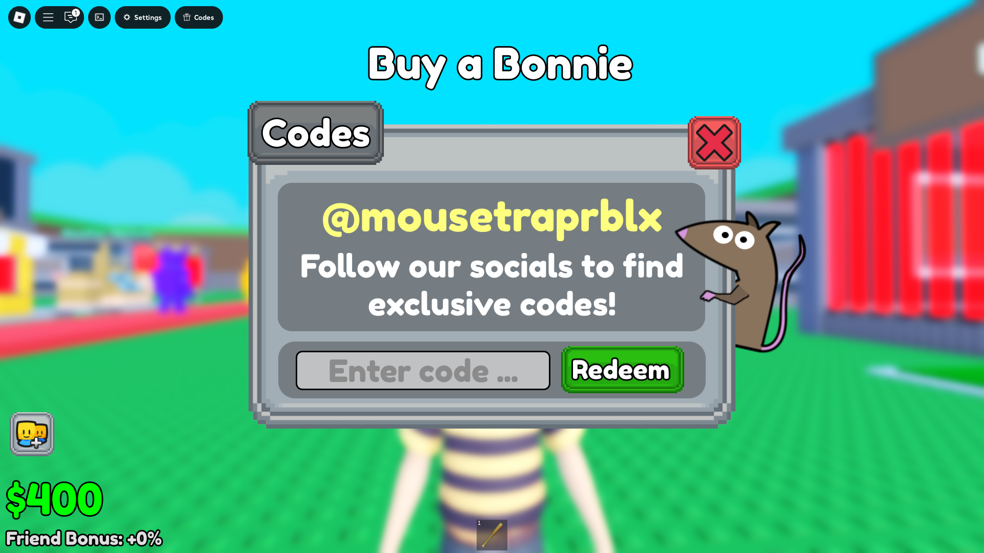 Redeeming codes (Image via Roblox)