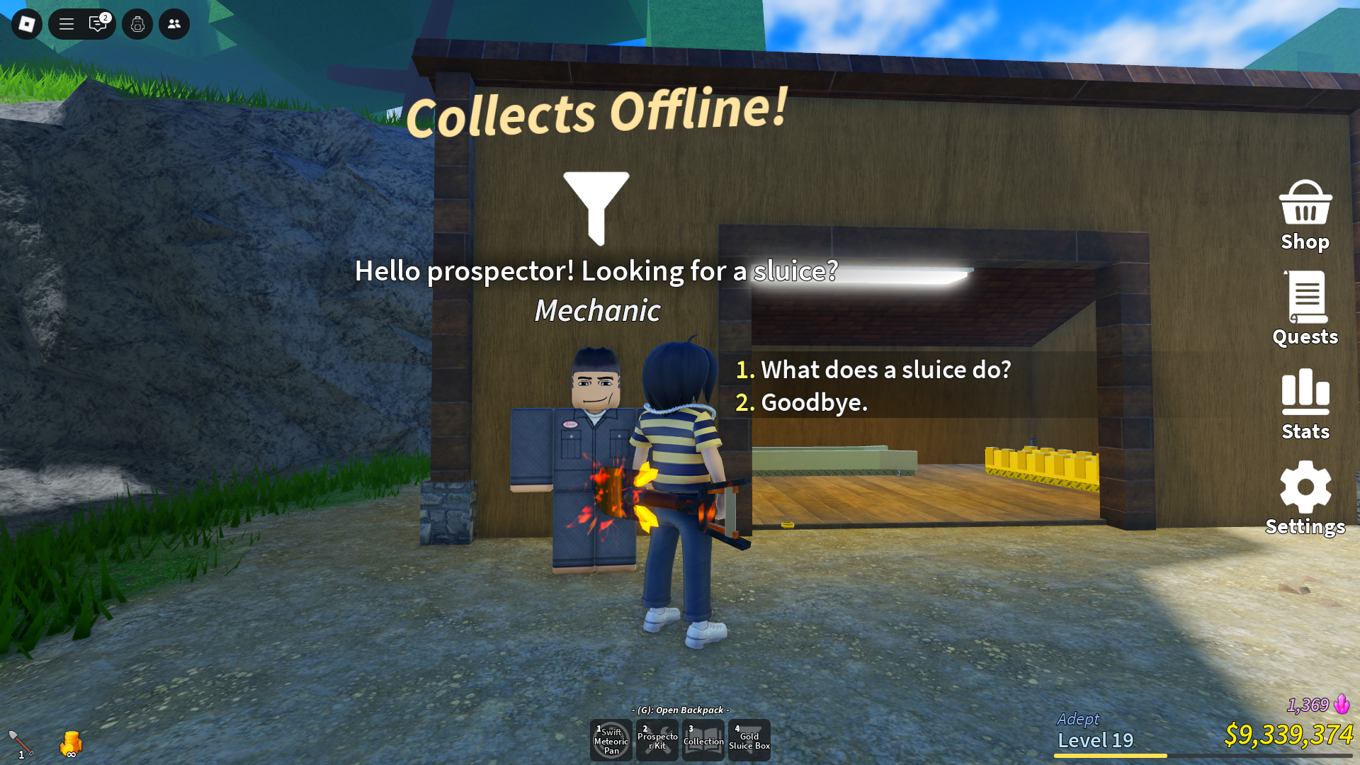 Sluices in Prospecting (Image via Roblox)
