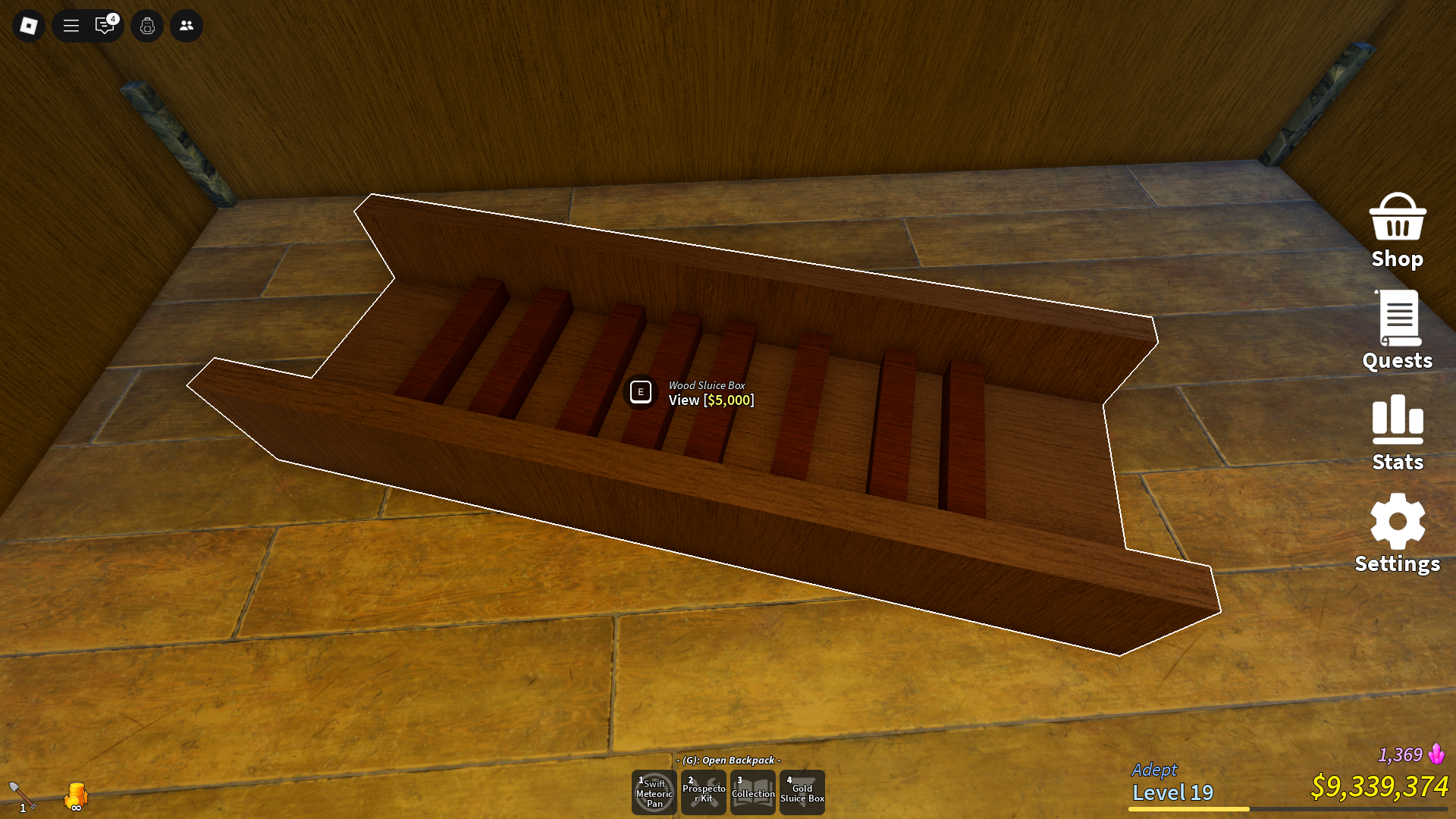 Wooden Sluice Box (Image via Roblox)