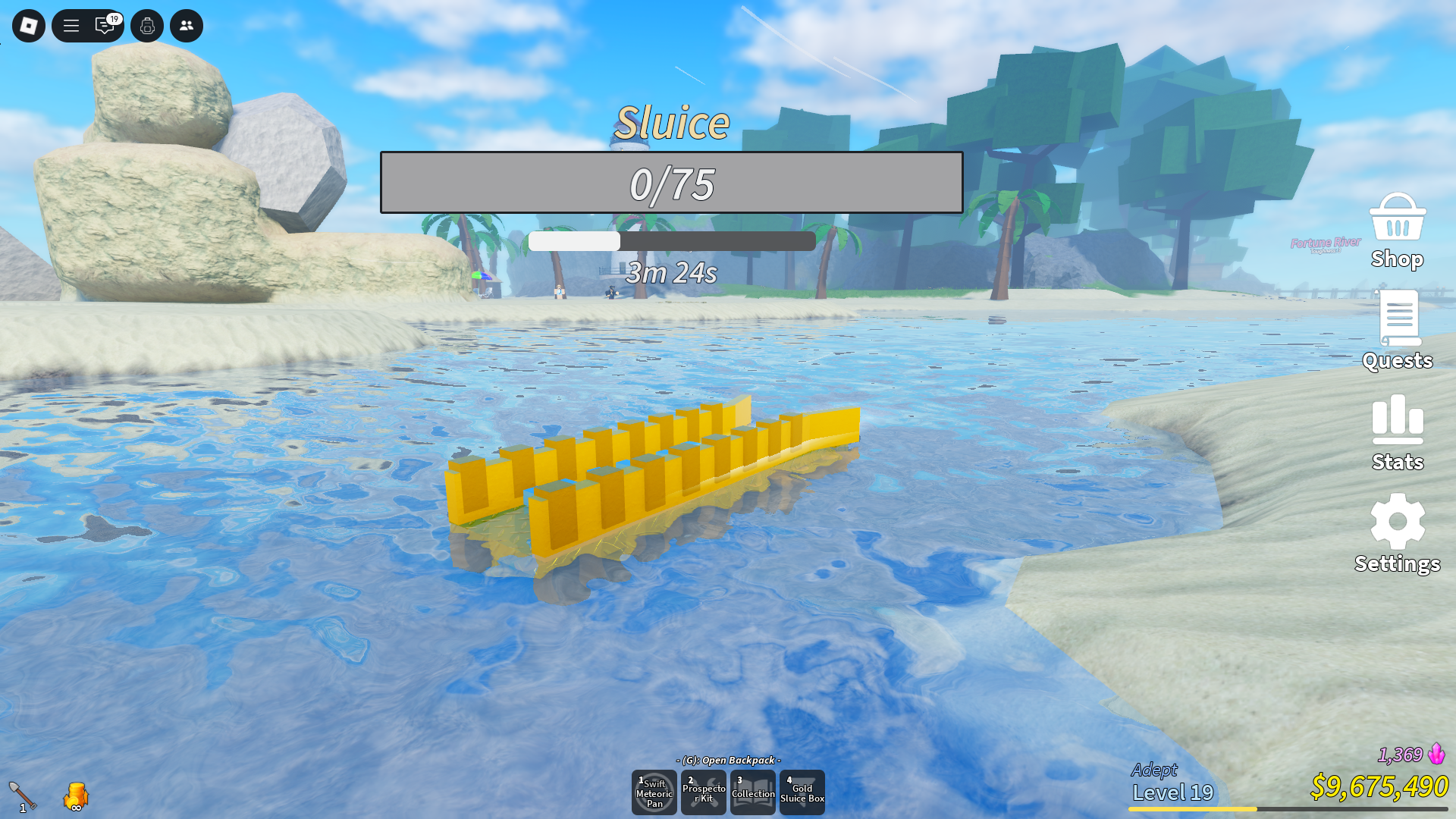 Sluices Box in water (Image via Roblox)