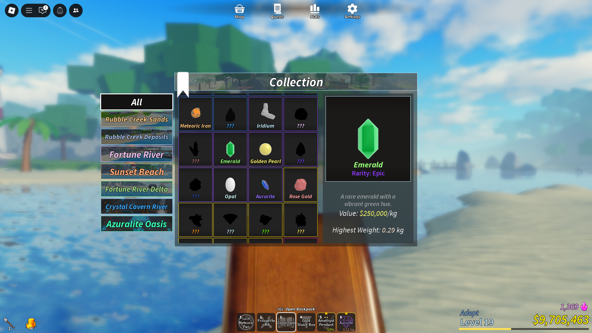 Emerald in Prospecting (Image via Roblox)
