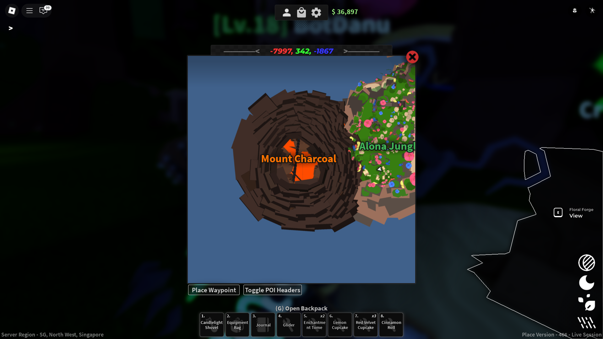 Infernal Forge location (Image via Roblox)