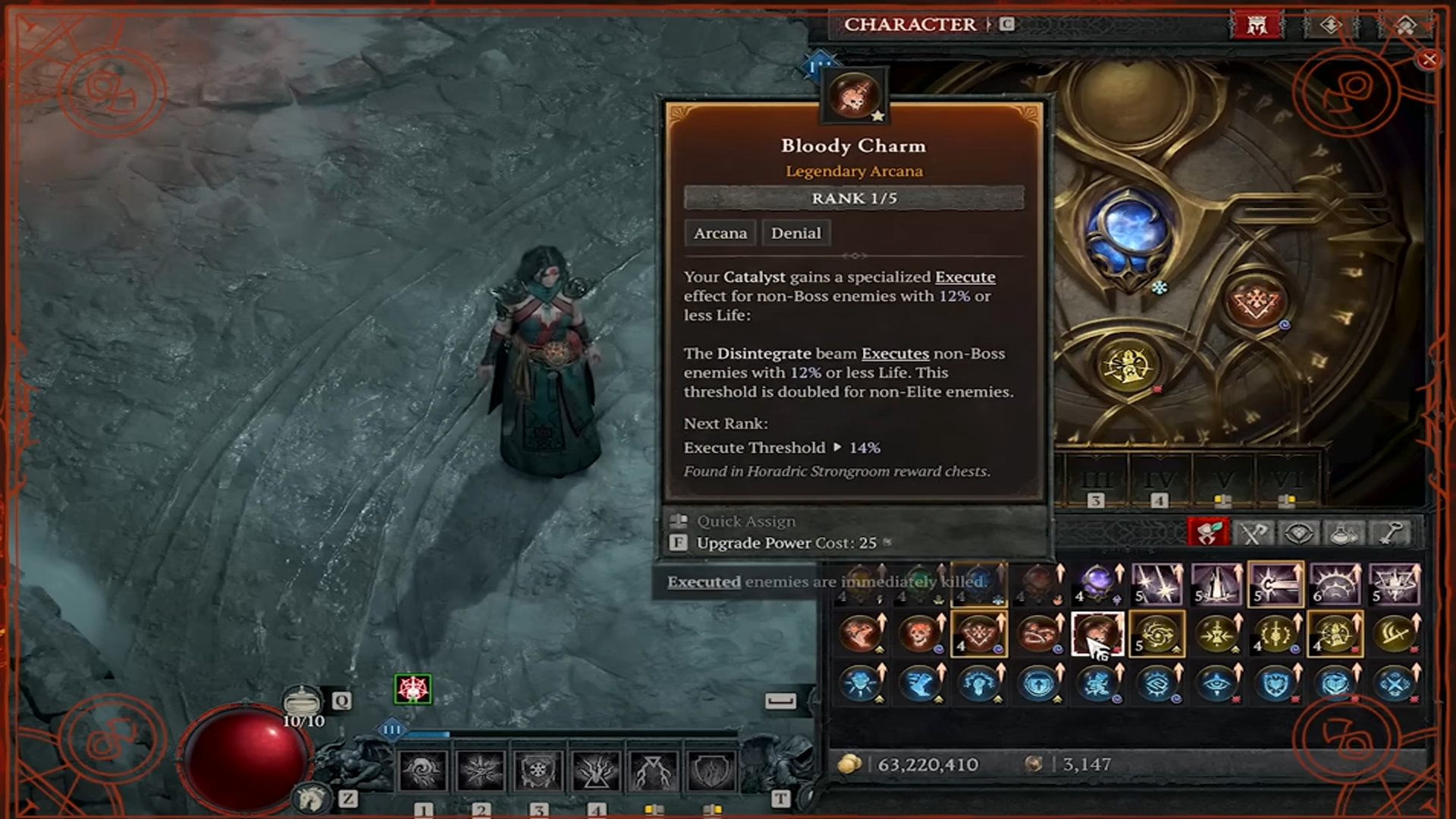 Bloody Charm grants Execute effect to your Catalyst