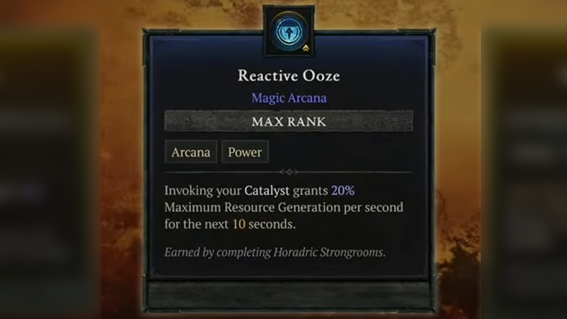 Reactive Ooze grants Maximum Resource Generation boost