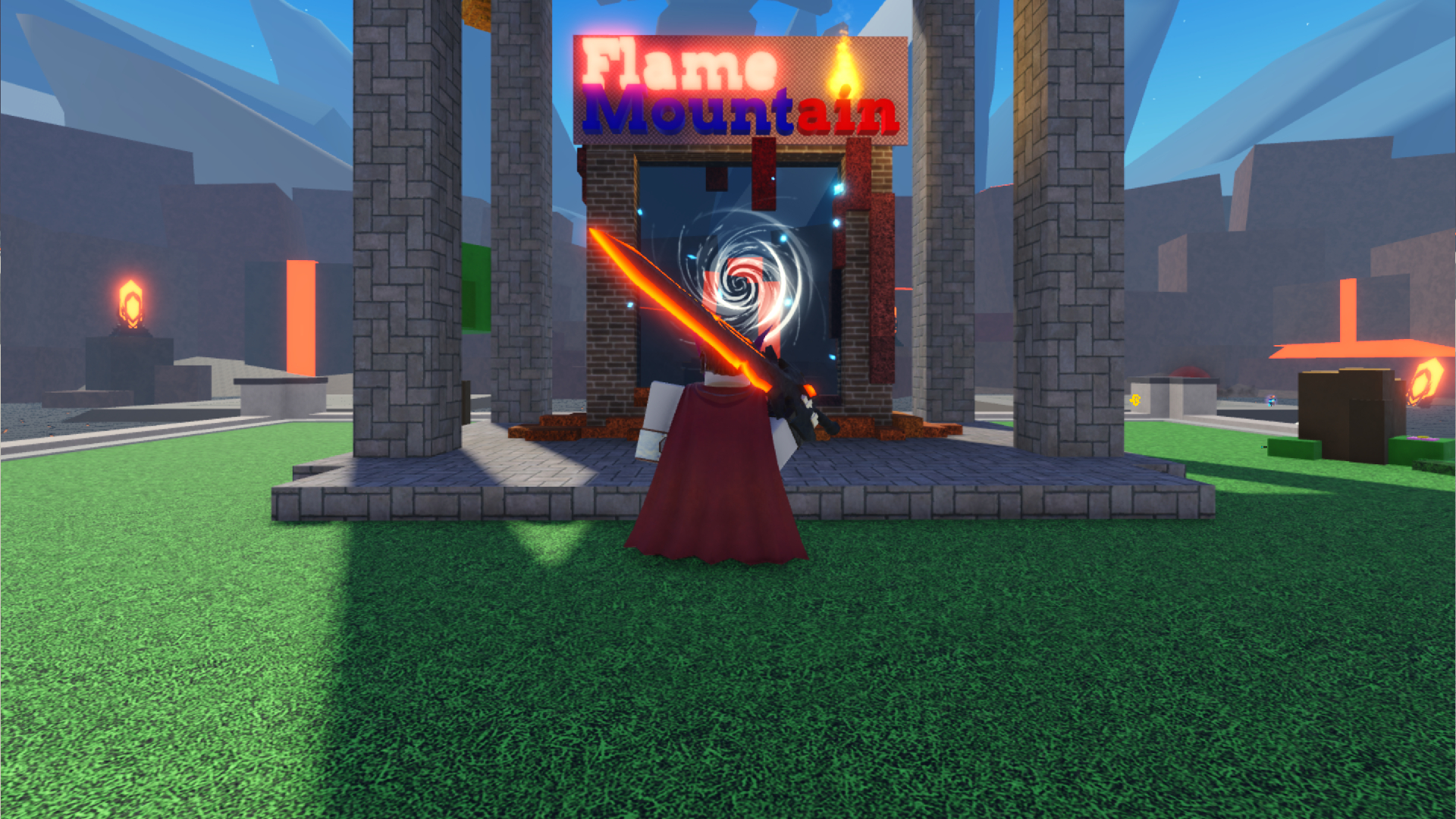 Enter the Flame Mountain Portal (Image via Roblox Corporation)