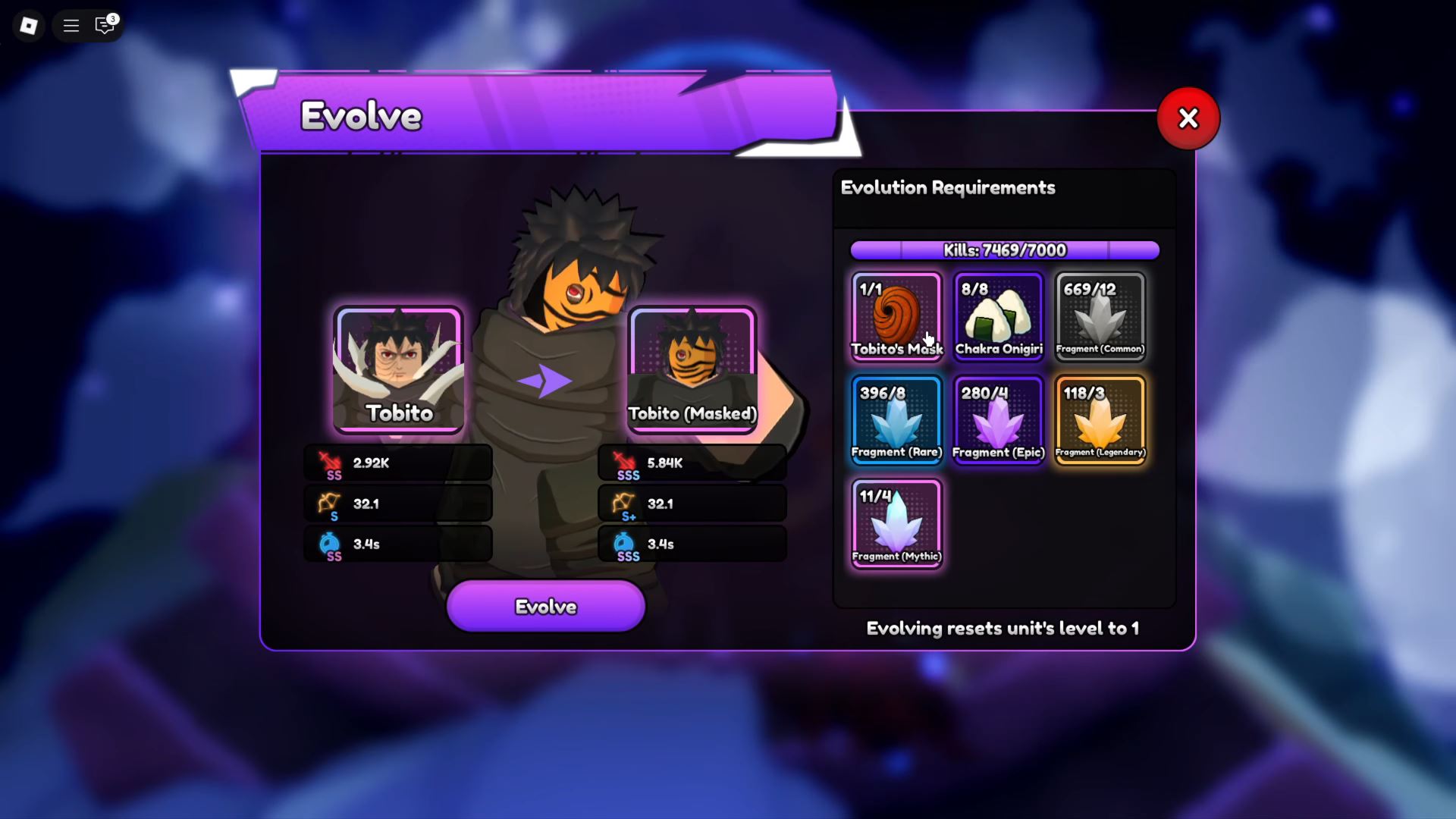 Evolving Tobito (Image via Roblox)