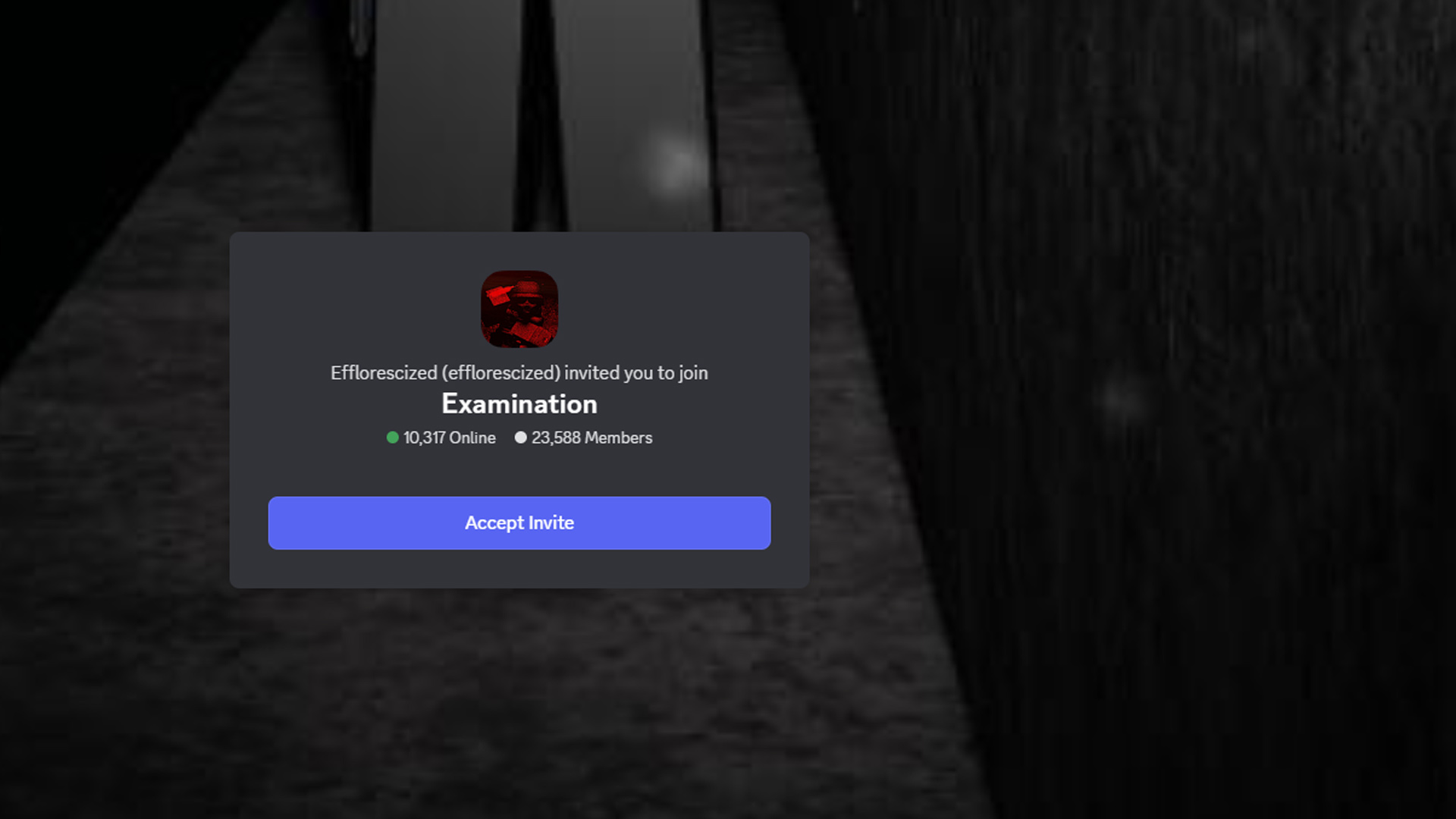 Accept the invite to join the server (Image via Examination Discord)