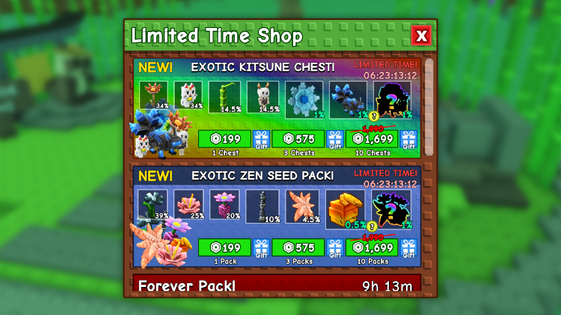 Exotic Kitsune Chest chances (Image via Roblox Corporation)