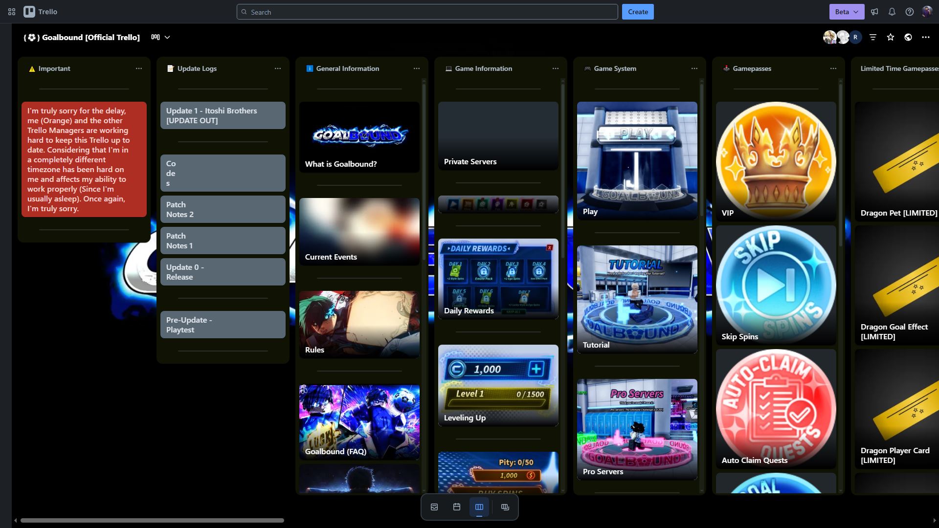 Goalbound Official Trello (Image via Trello)