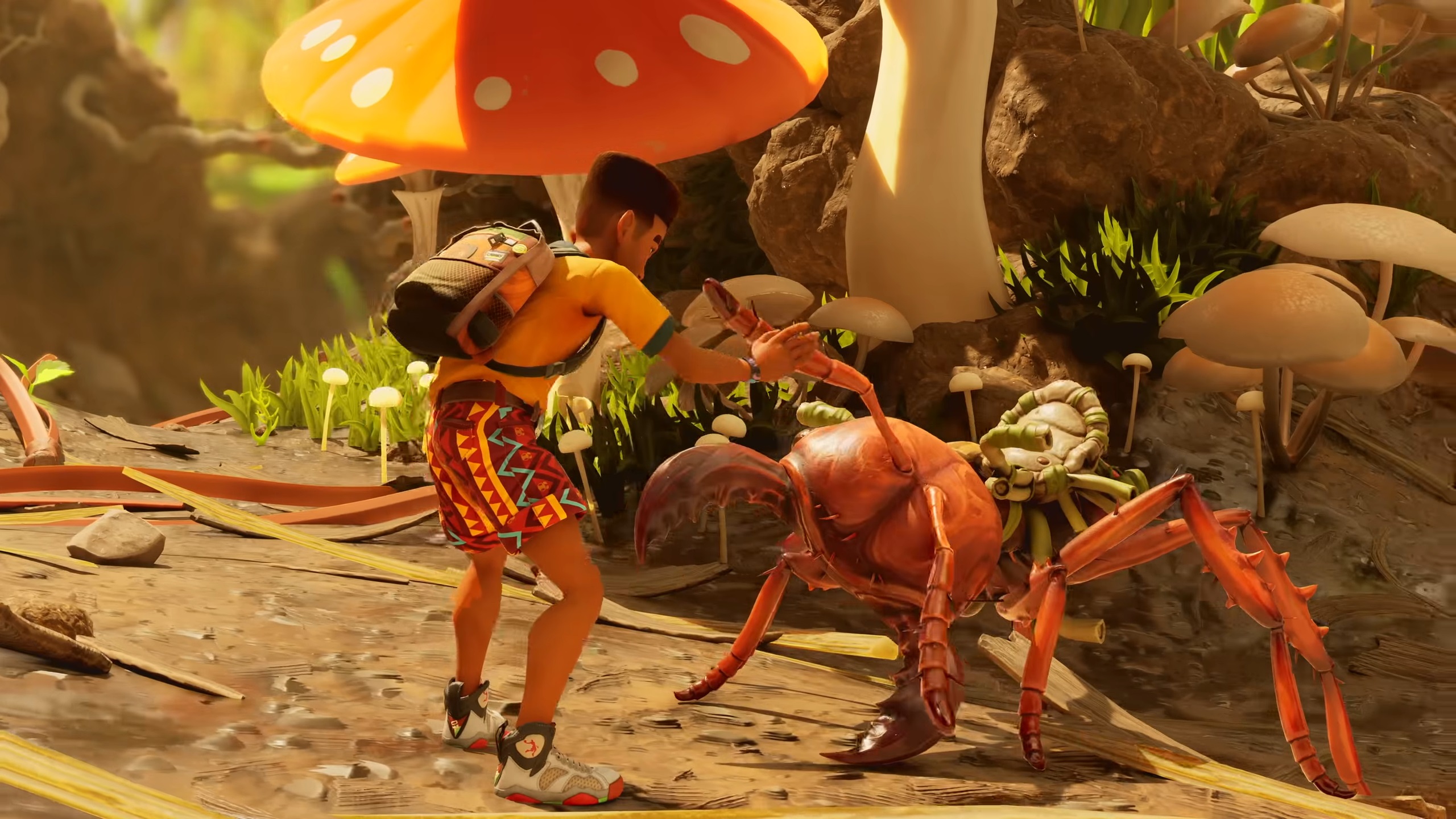 Picture of a character with red works ant