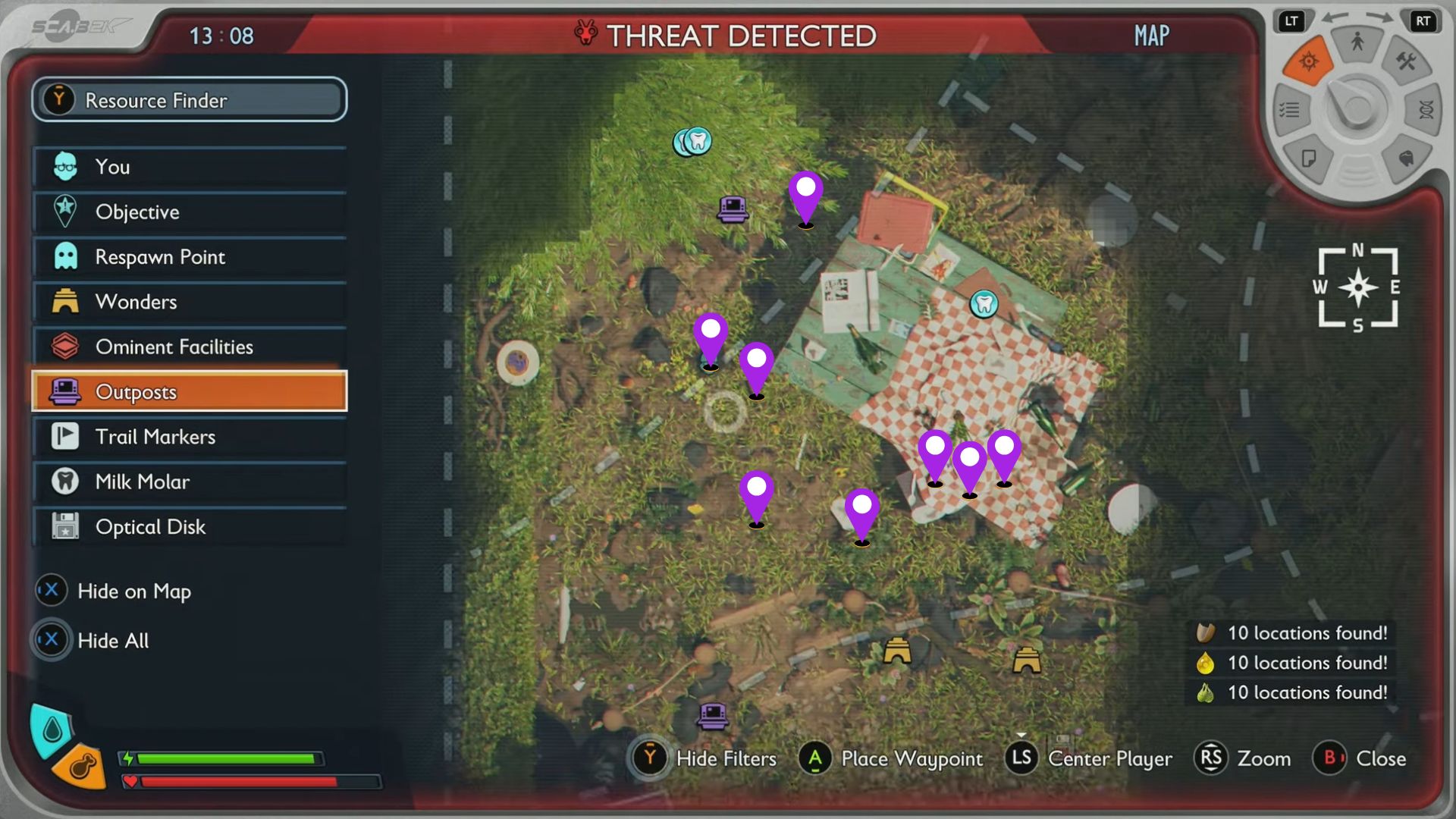 Flower Petal Locations in Picnic Table