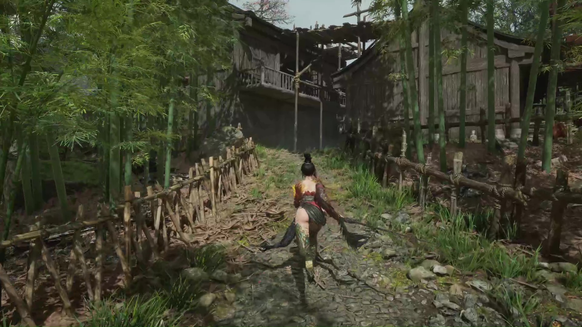 Head to the second floor of the first house to the left onto the balcony, and then climb the ladder to reach the roof to get the Empyrean Greataxe in Wuchang Fallen Feathers.