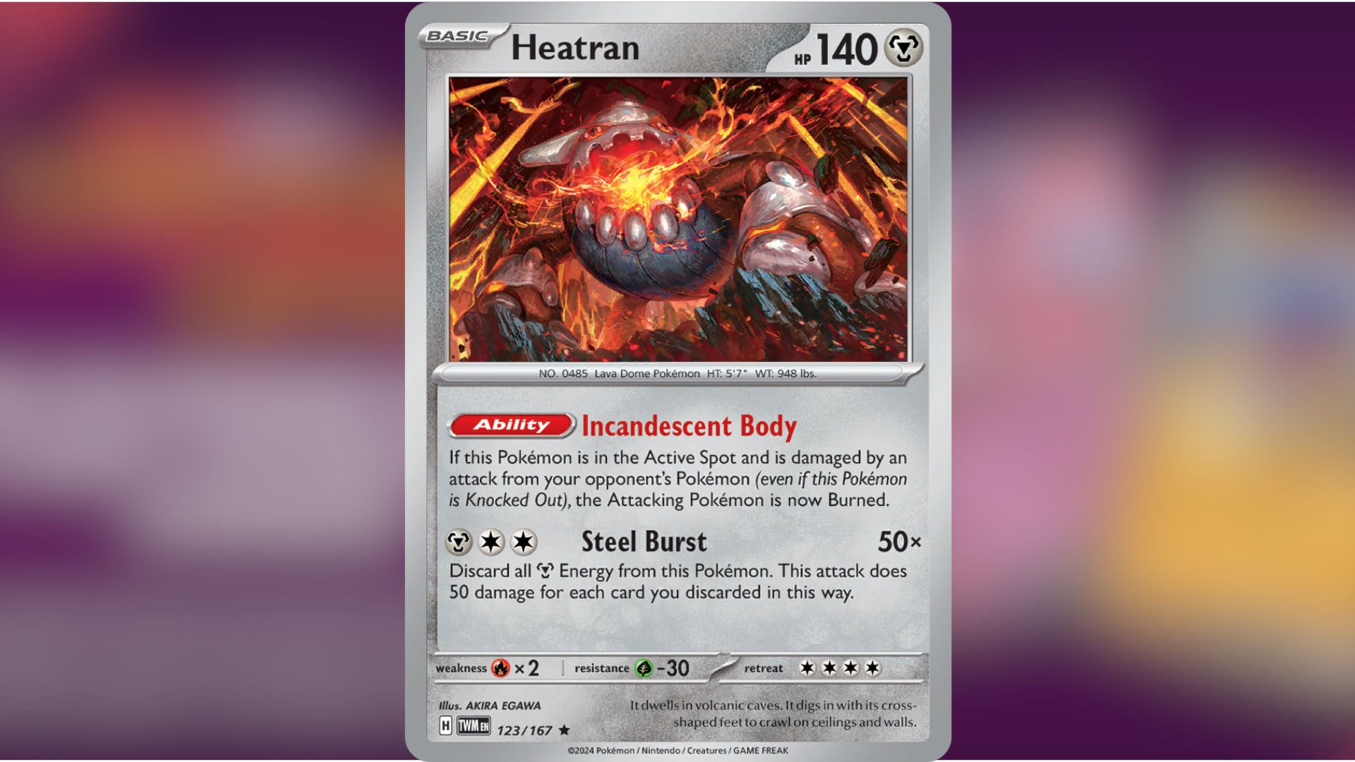 Heatran from Twilight Masquerade (Image via TPC)
