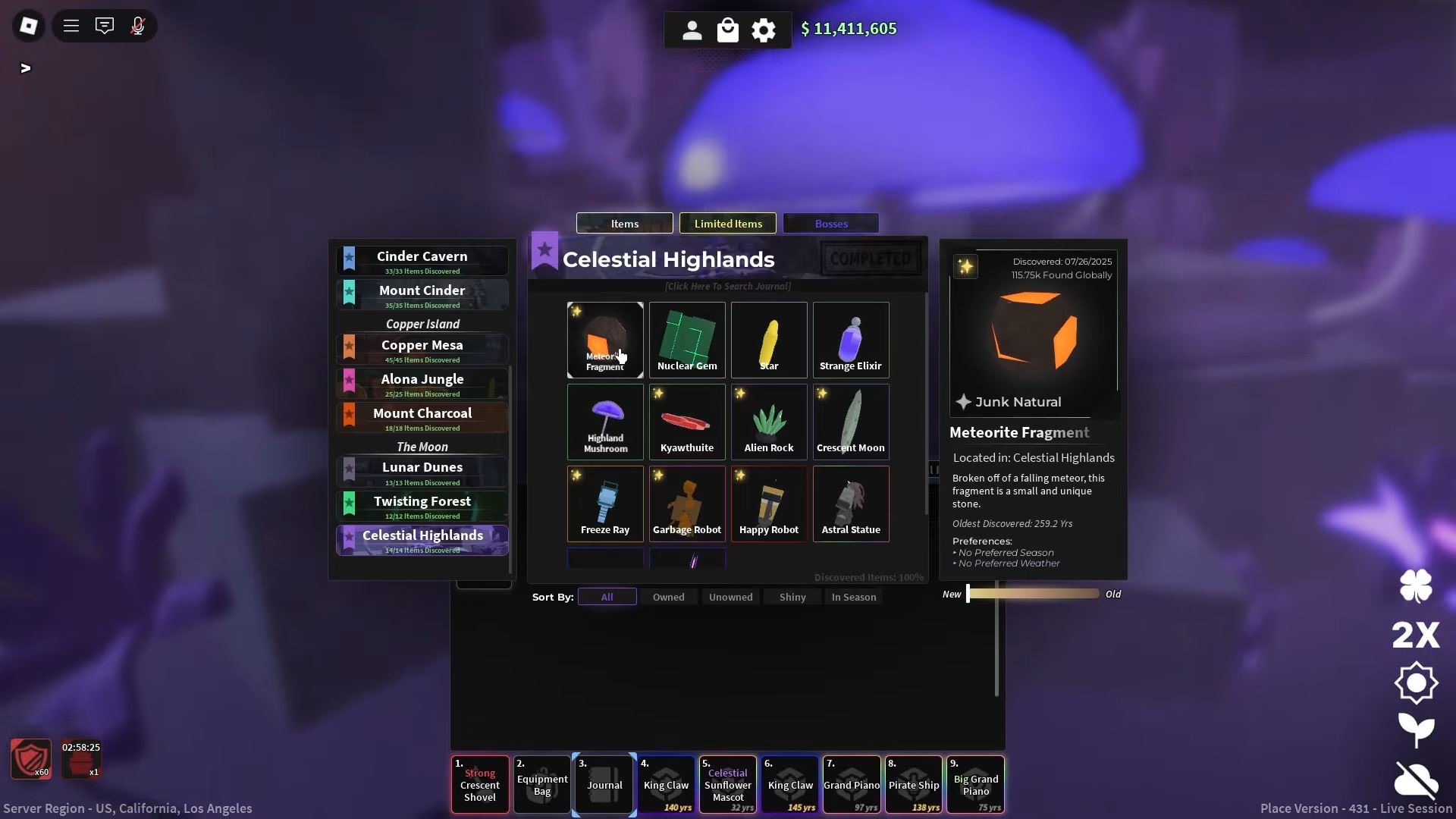 Items in Celestial Highlands (Image via Discord)