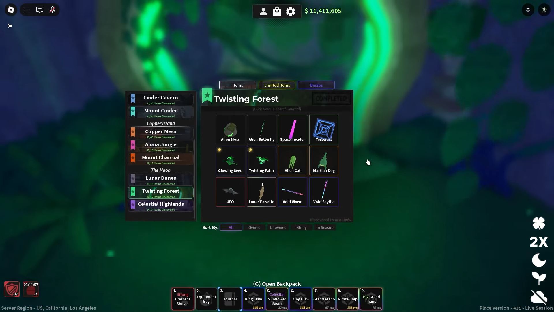 Items in Twisting Forest (Image via Discord)