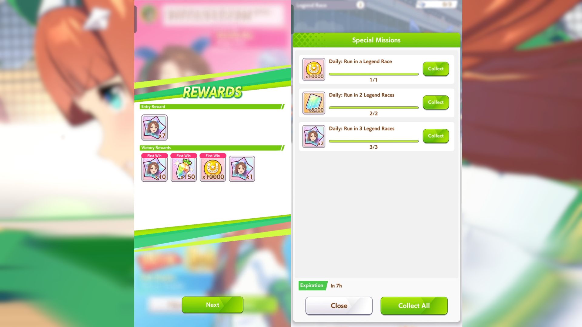Collect first time and daily rewards