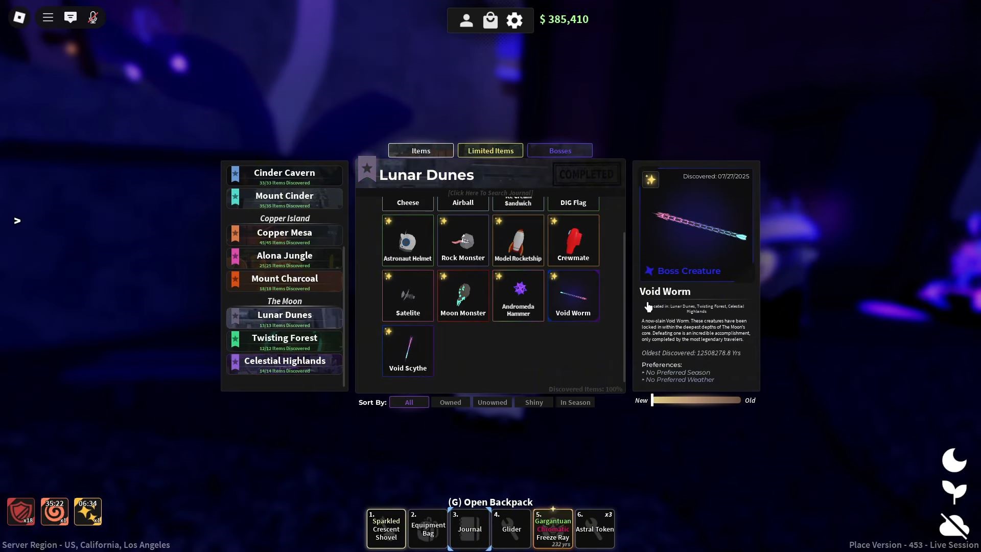 Lunar Dunes Items in Dig(Image via Discord)