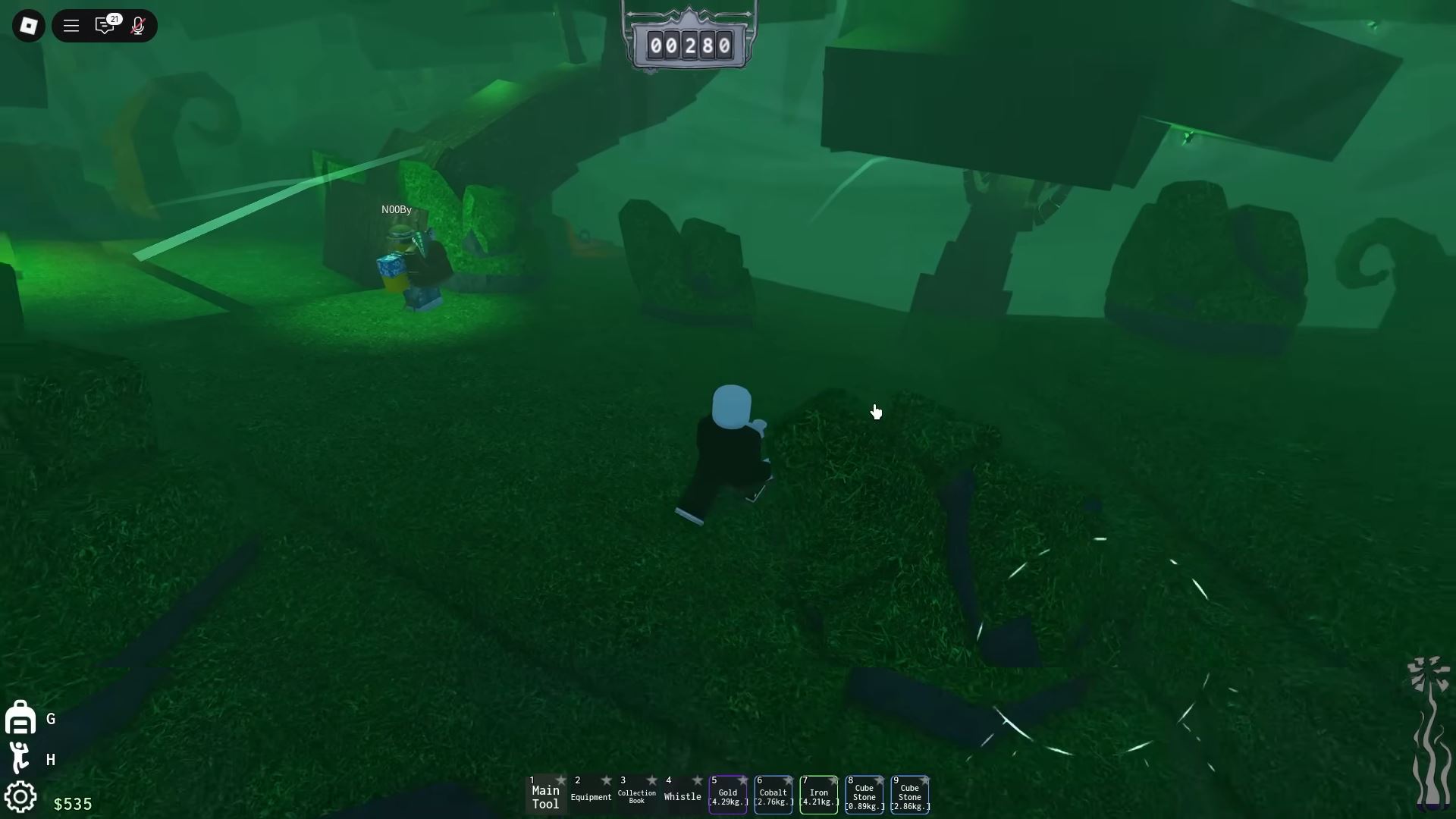 Mining in Abyss Miner (Image via Roblox)