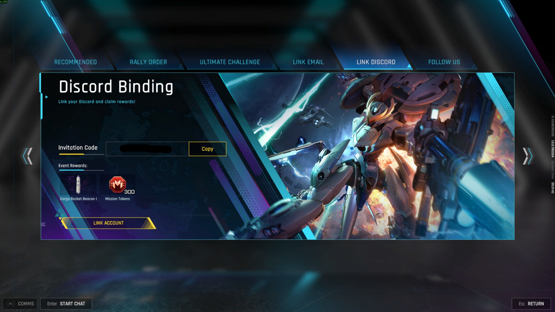 Link your Discord account in Mecha Break (Image via Amazing Seasun Games)