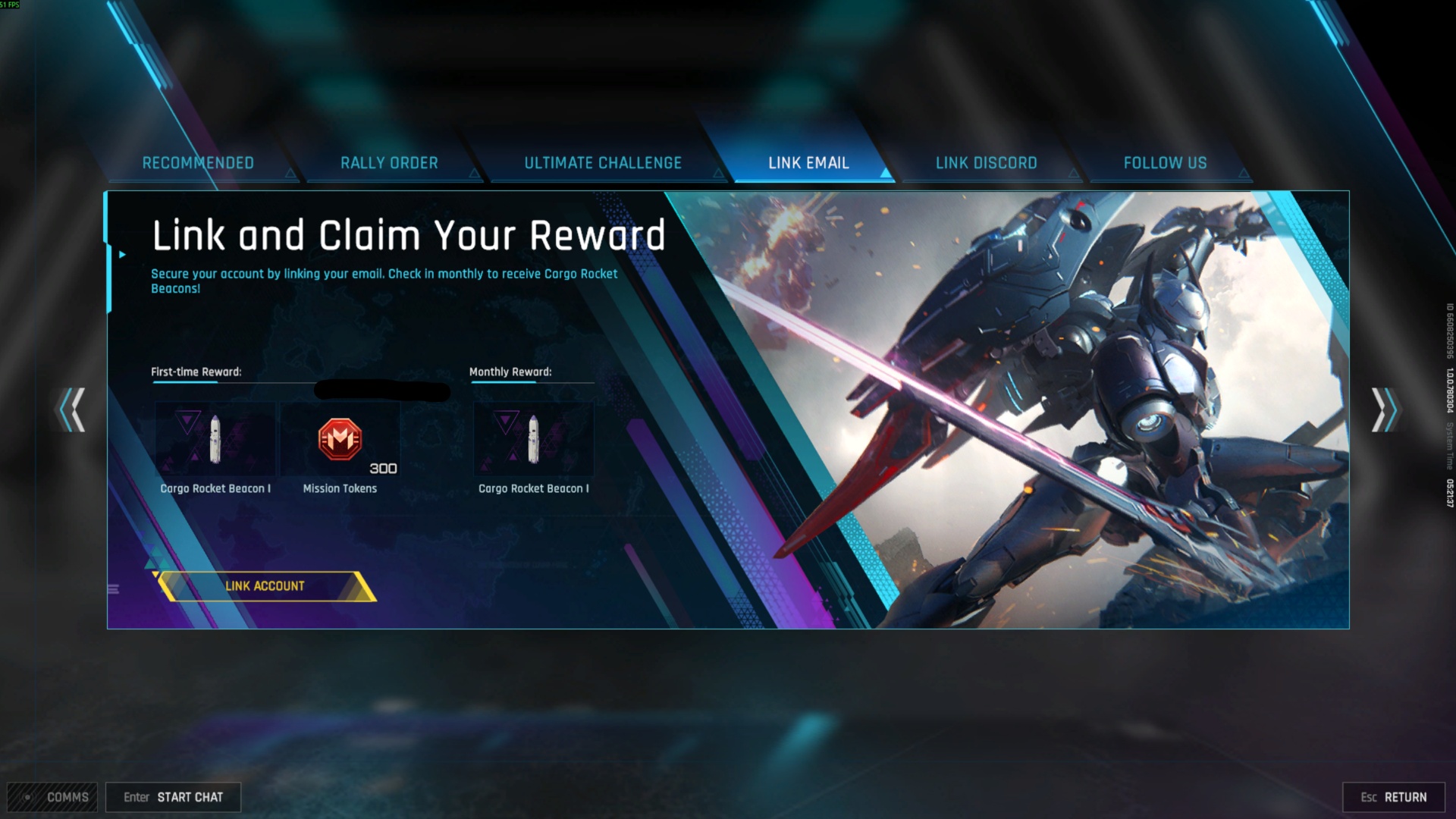 Link your email in Mecha Break (Image via Amazing Seasun Games)