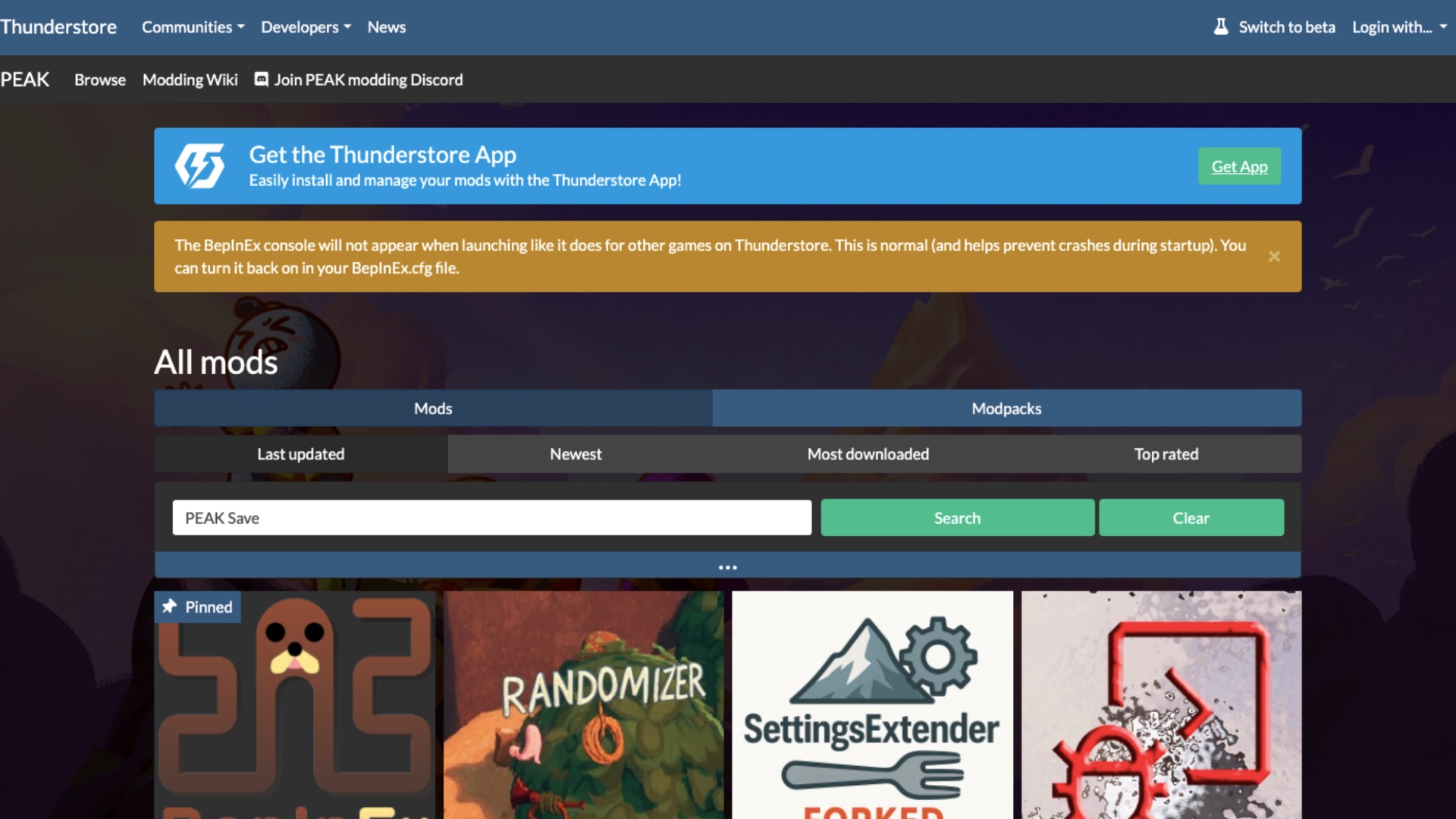 You can install the mods via visiting the Thunderstore site (Image via Thunderstore)