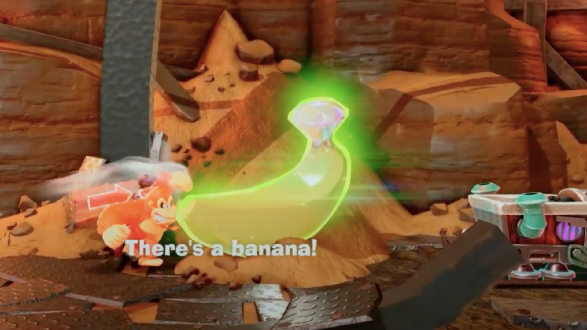 The First Banandium Gem in the course (Image via Nintendo | Trophy Tom/YouTube)