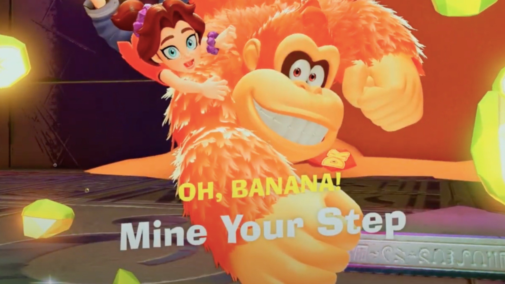 First Banandium Gem in Thorny Blast Cave in DK Bananza (Image via Nintendo | Trophy Tom/YouTube)