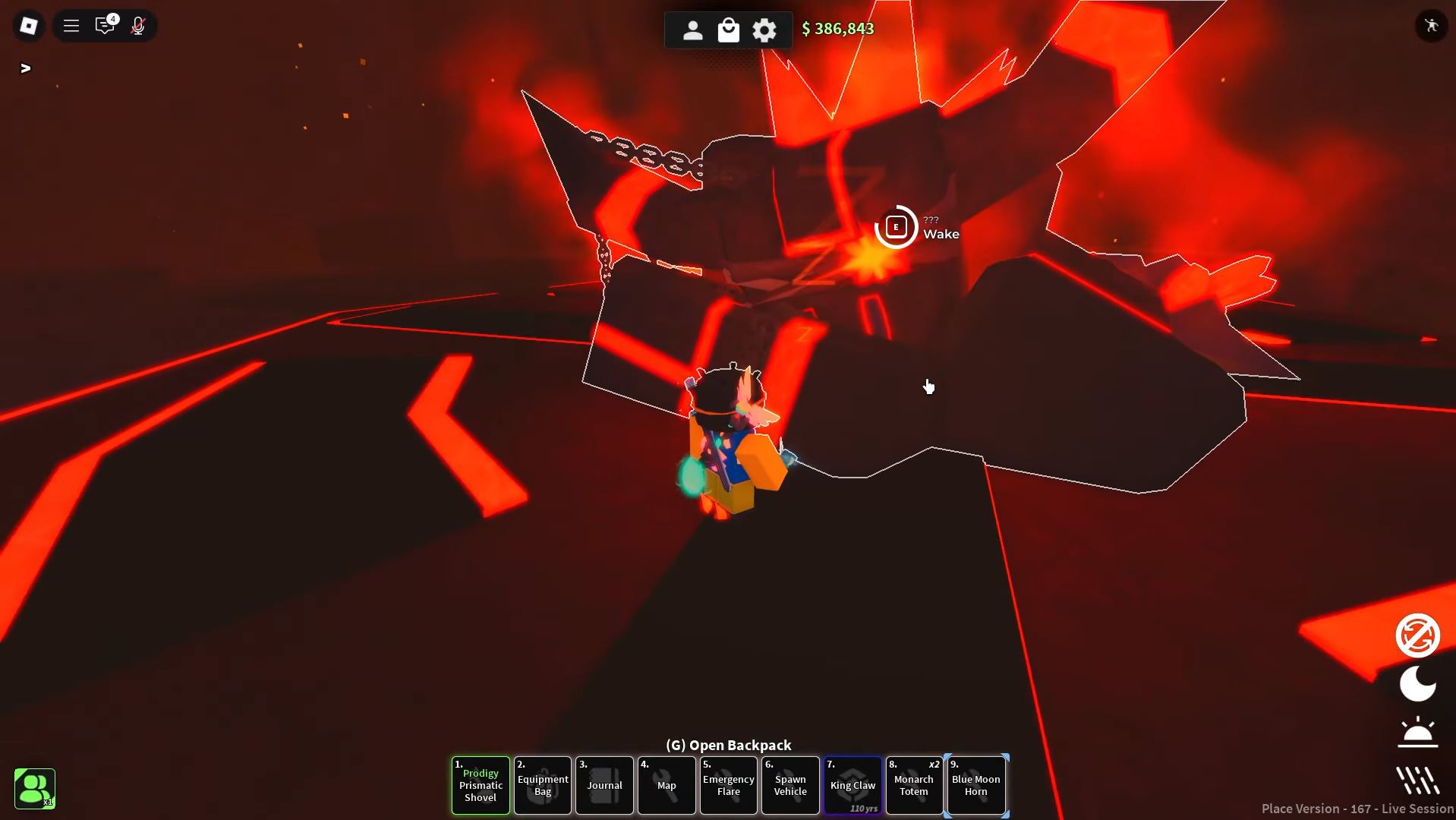 Molten Monstrosity Boss in Dig (Image via Roblox)