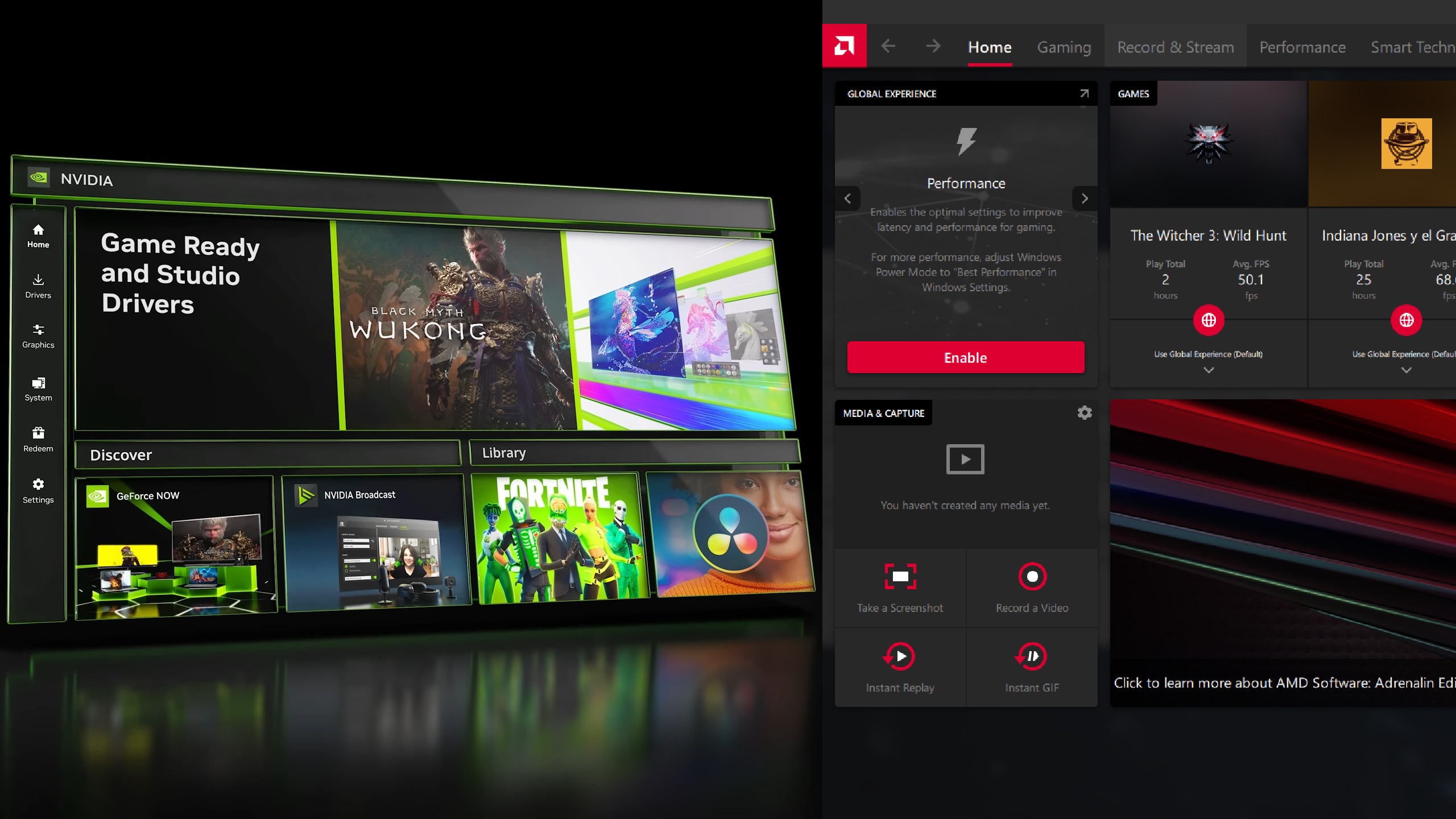 Picture of the Nvidia and Radeon app