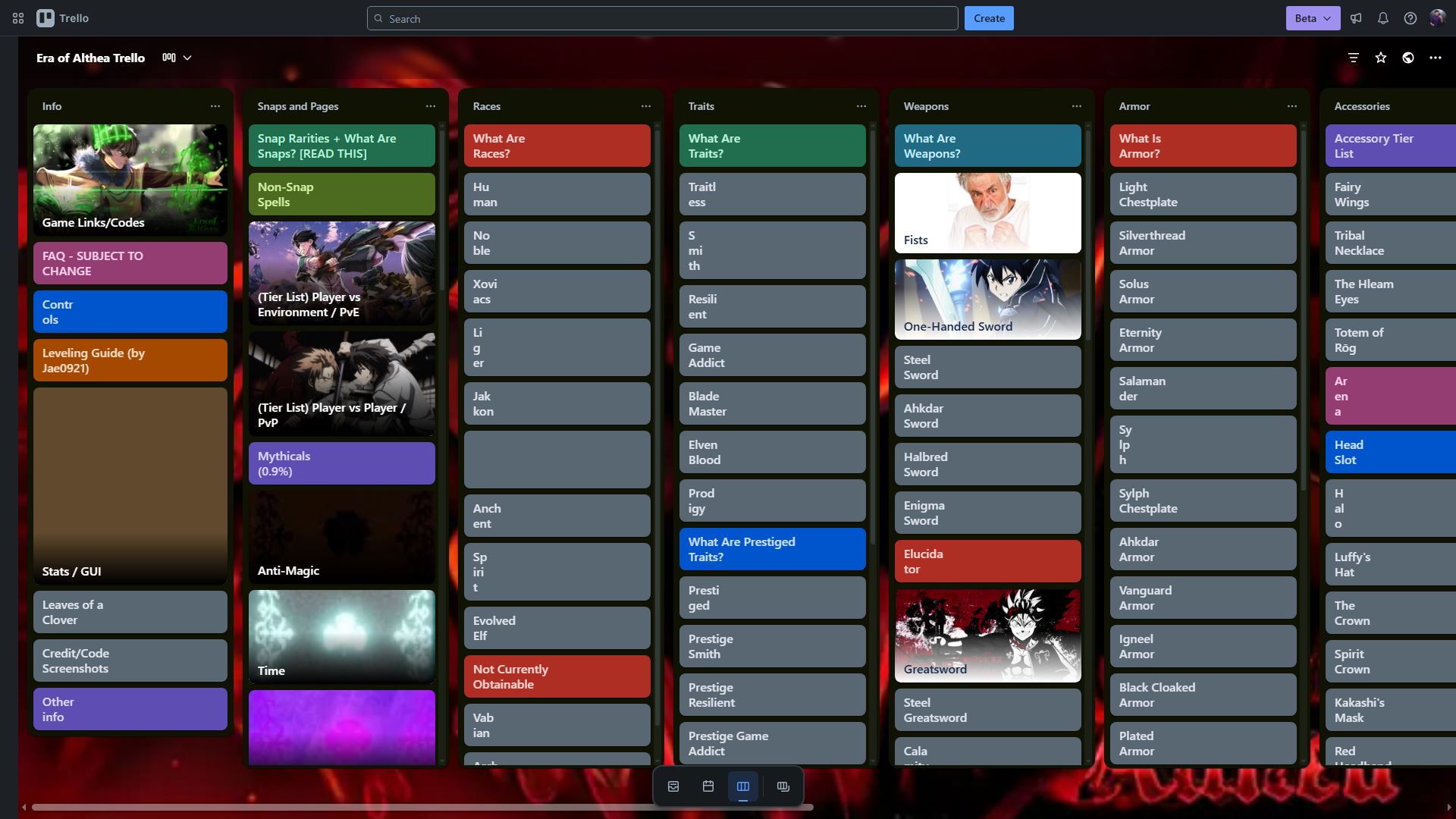 Official Era of Althea Trello (Image via Trello)