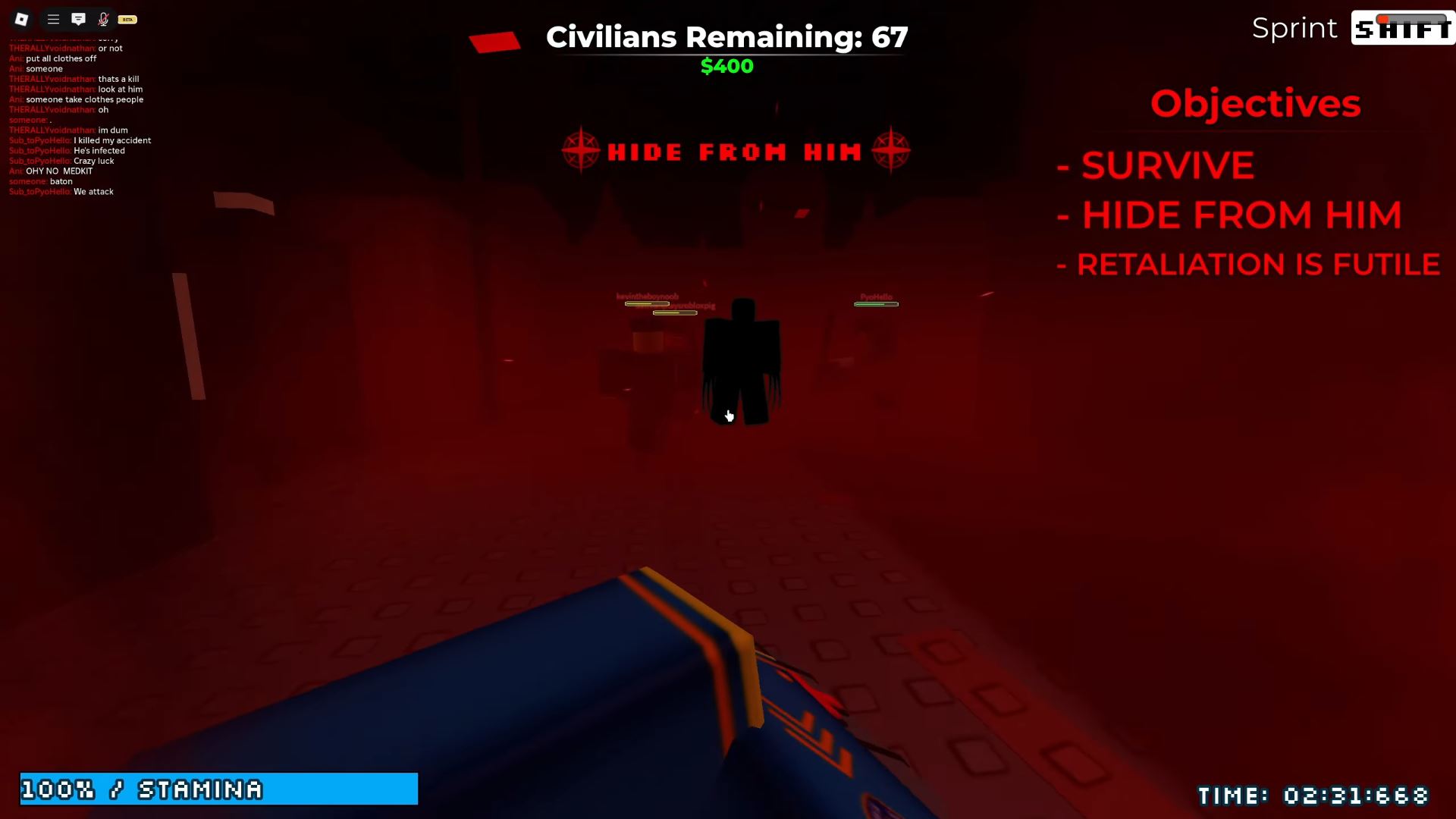 Police class against Him (Image via Roblox)
