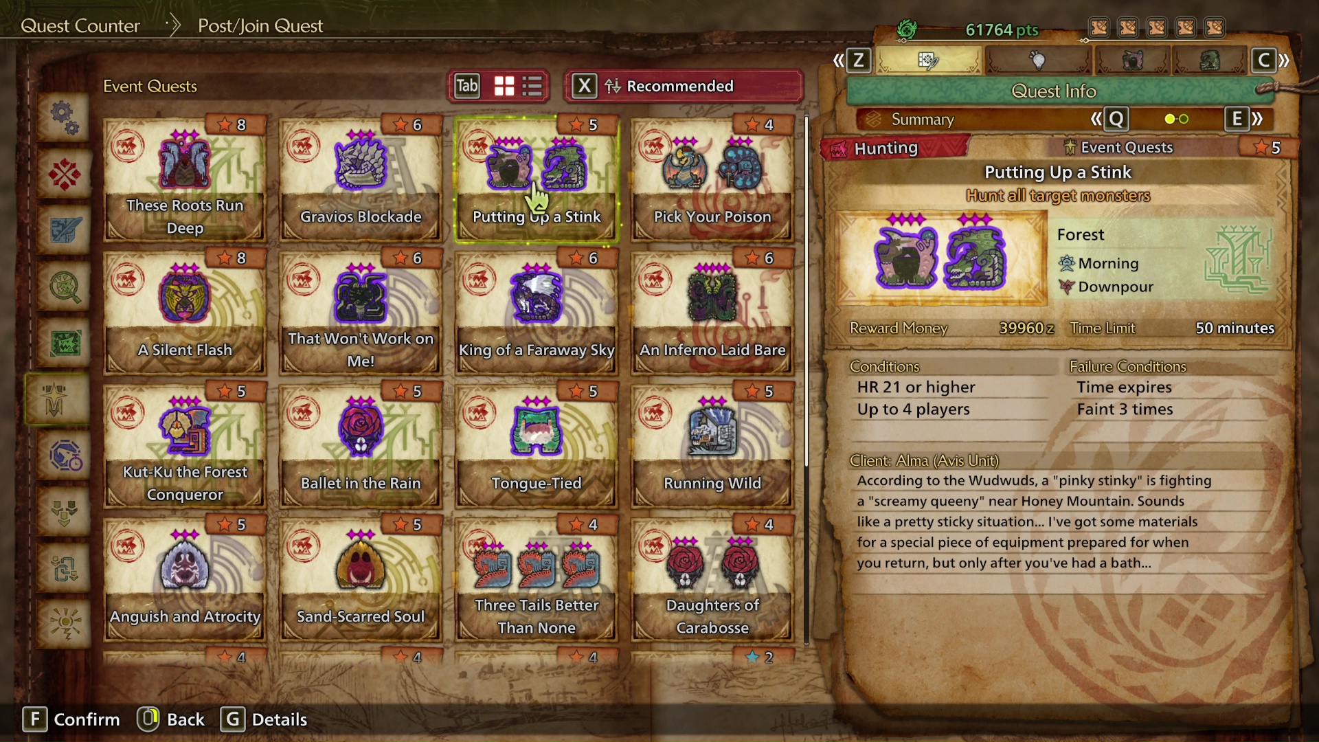 Putting Up a Stink quest details in Monster Hunter Wilds