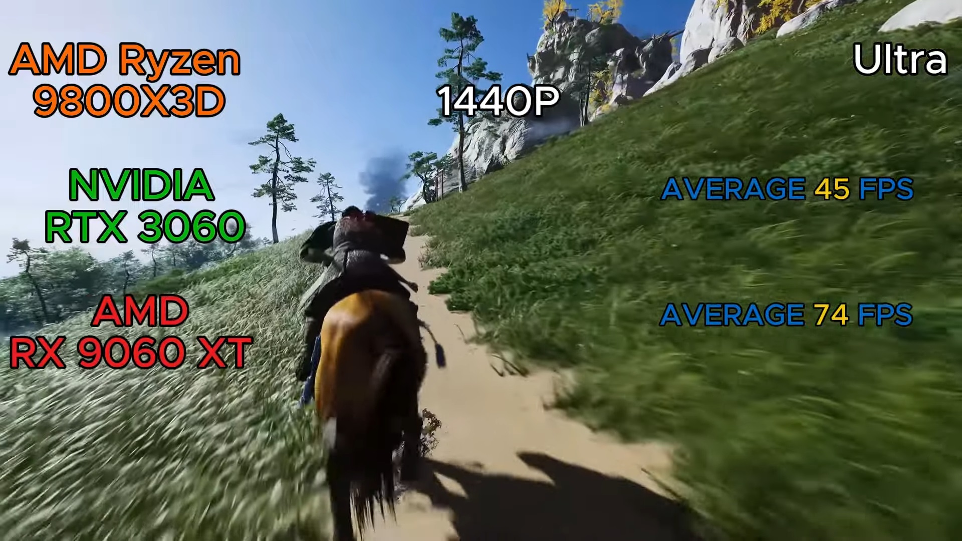 Picture of Ghost of Tsushima running on RTX 3060 and Radeon 9060 XT