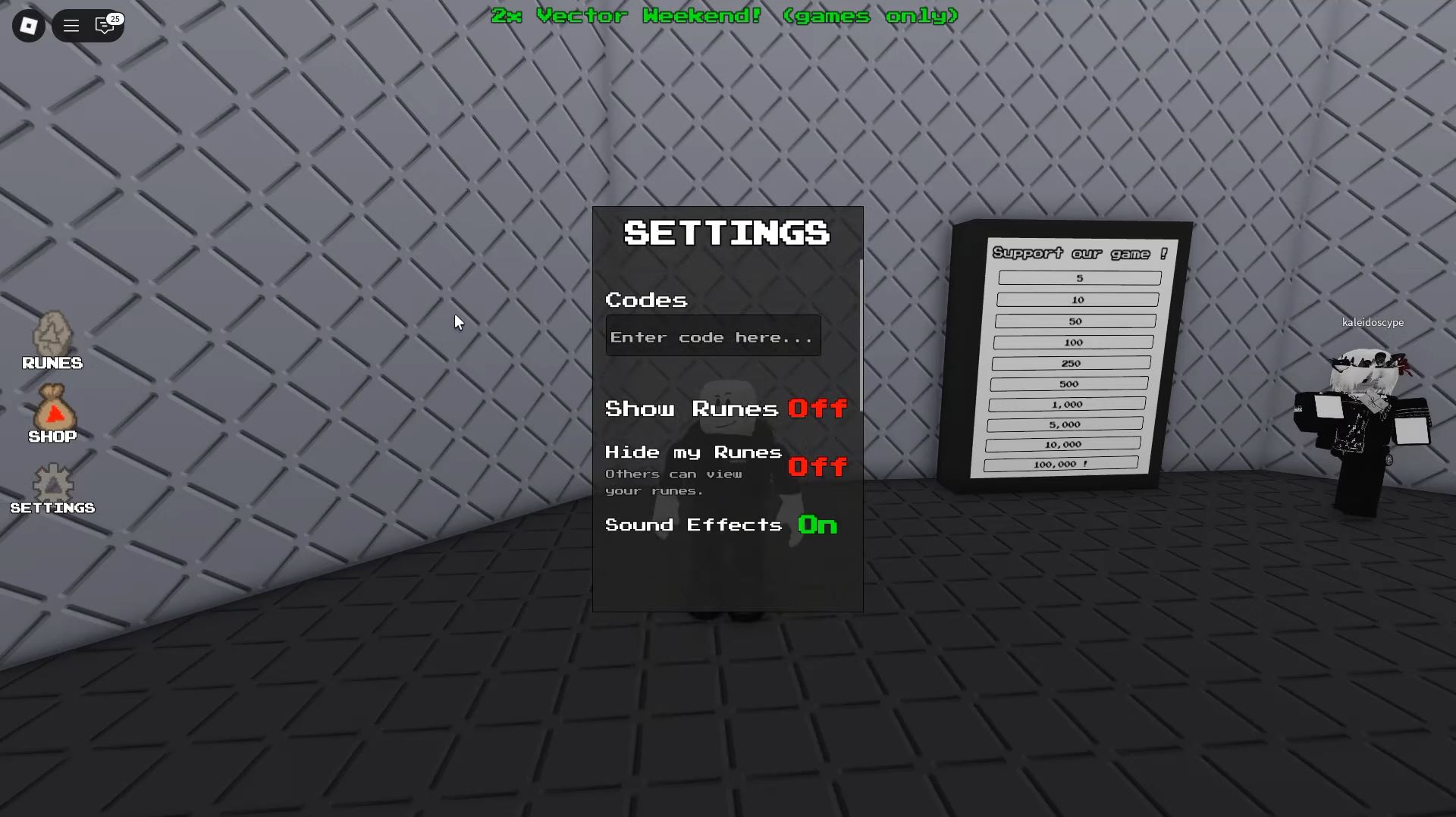Redeeming codes for free Vectors (Image via Roblox)