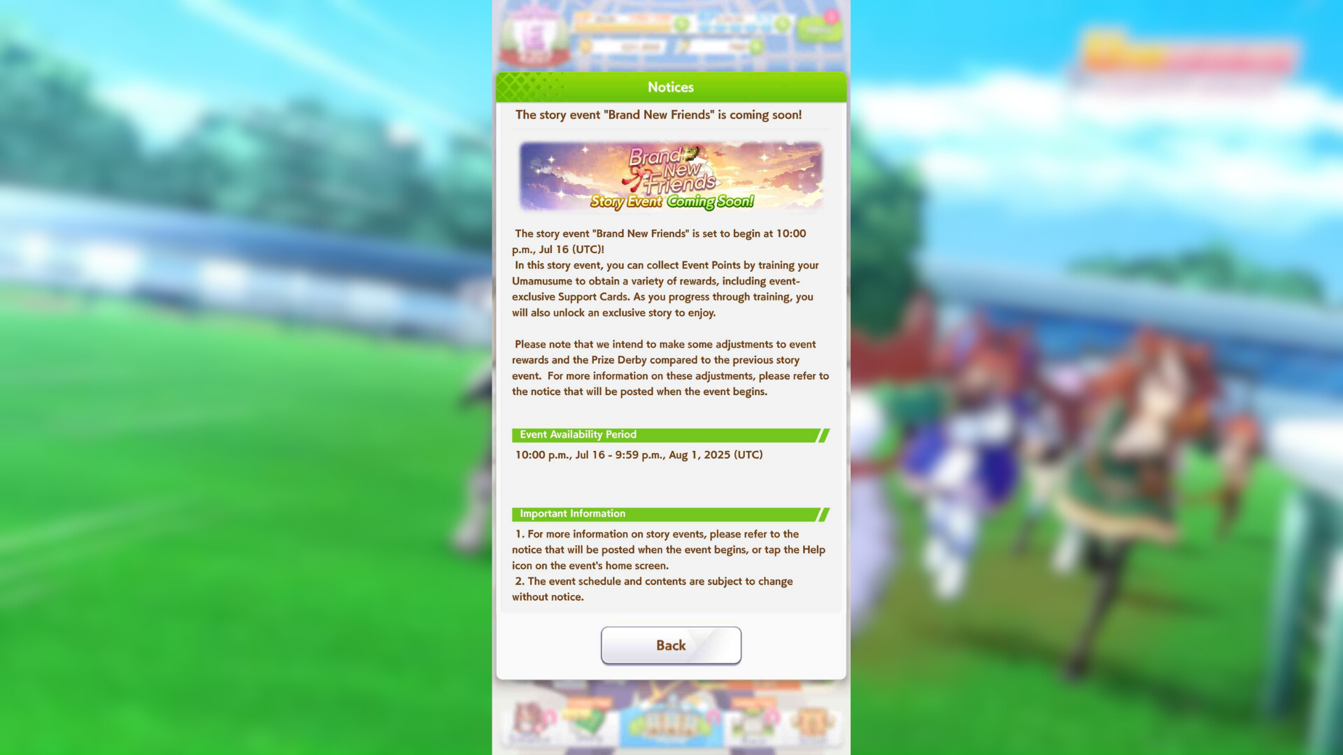 Refer to the in-game notice for more details (Image via Cygames Inc.)